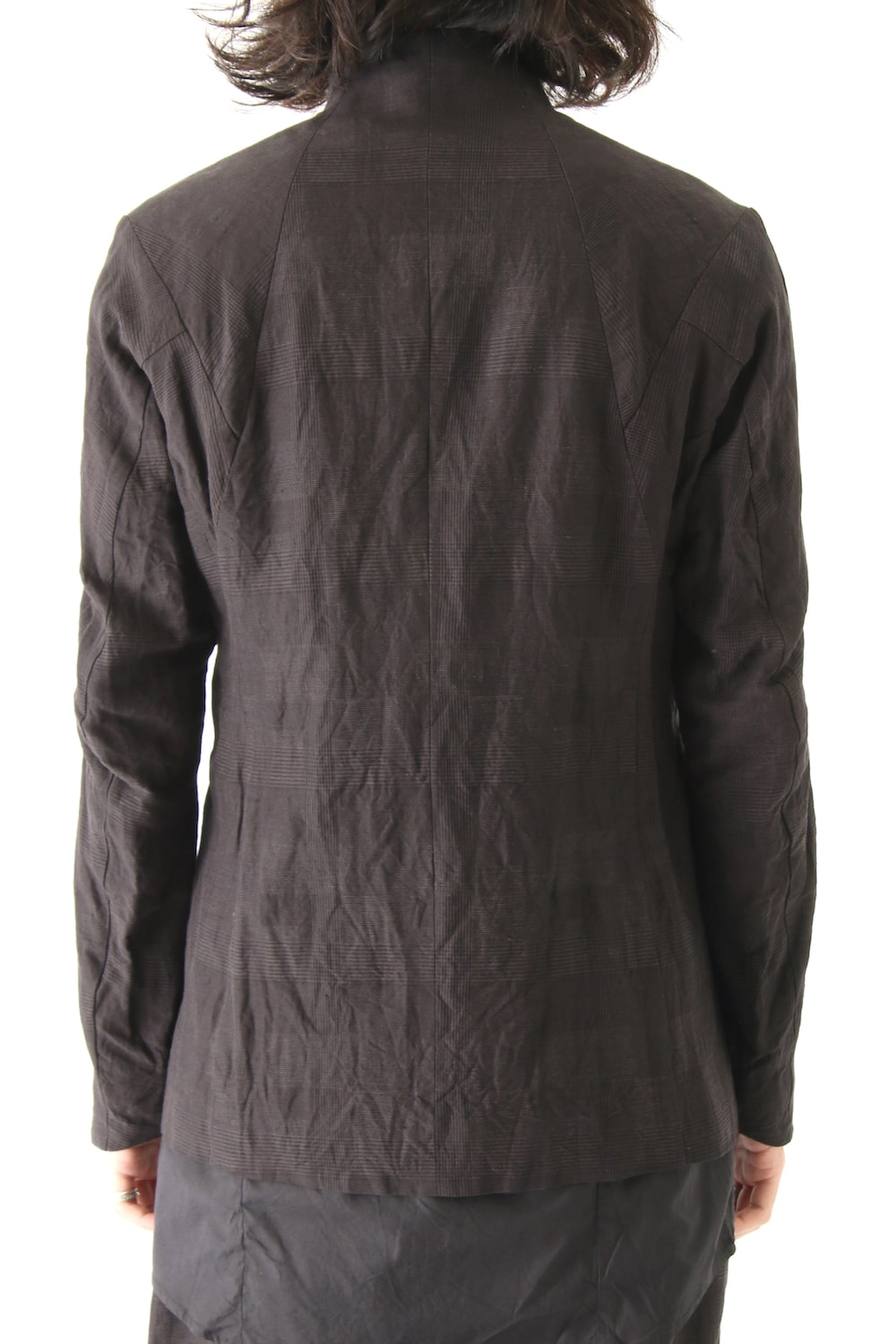 Jacket Cotton Linen Check Bordeaux