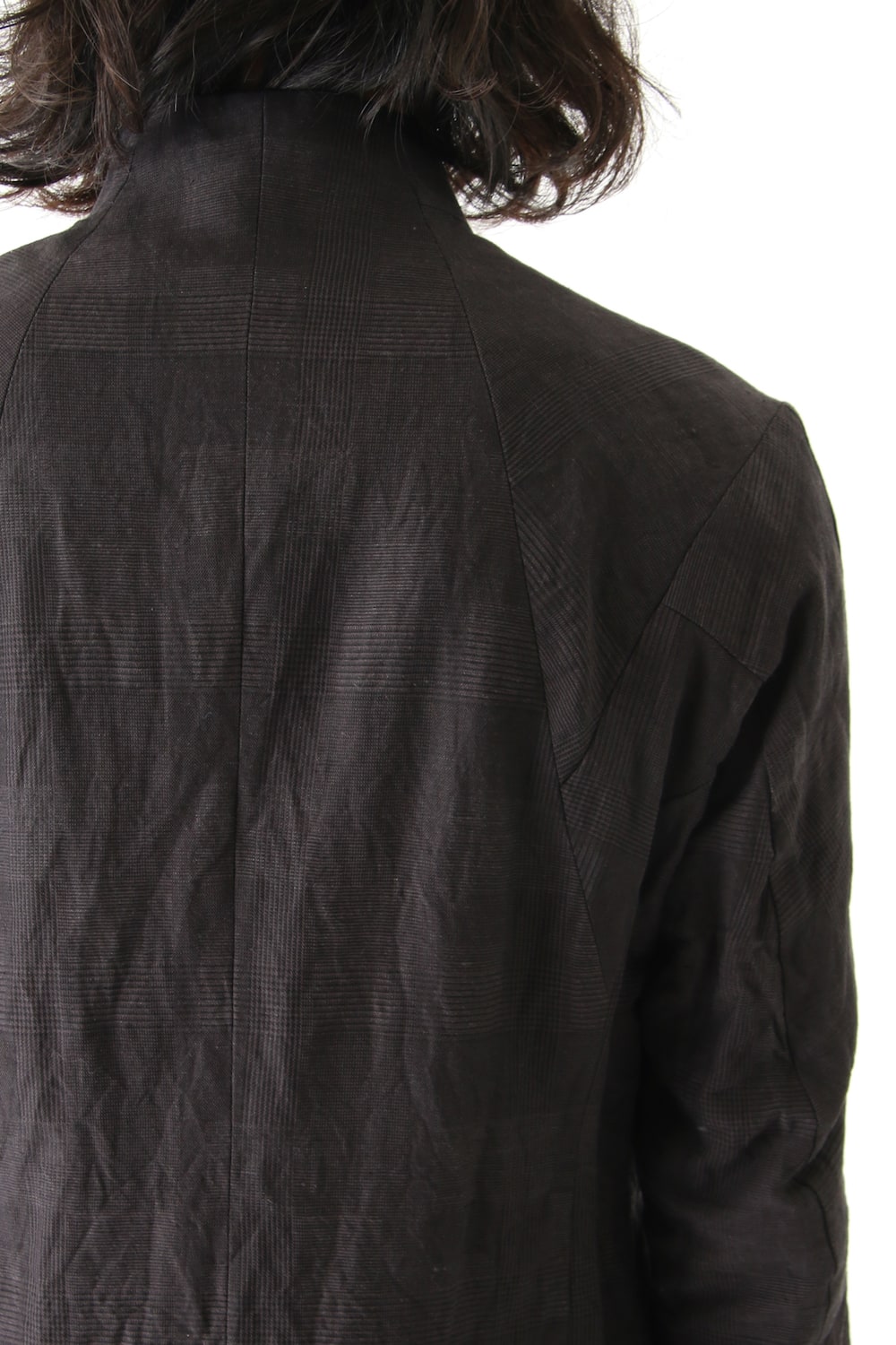 Jacket Cotton Linen Check Bordeaux