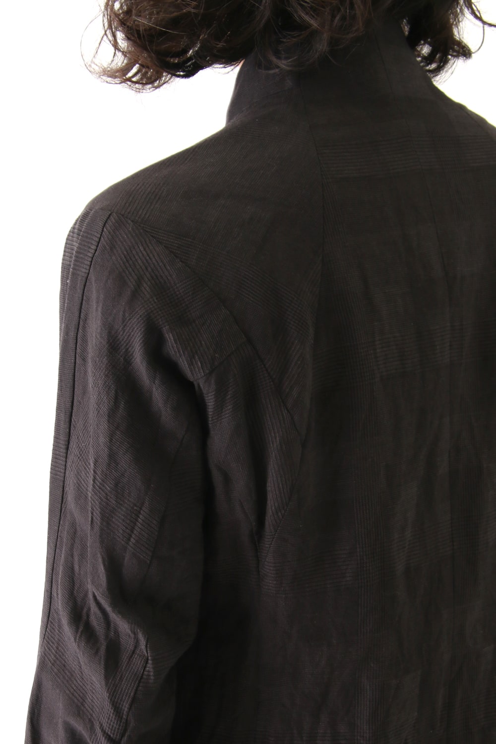 Jacket Cotton Linen Check Bordeaux