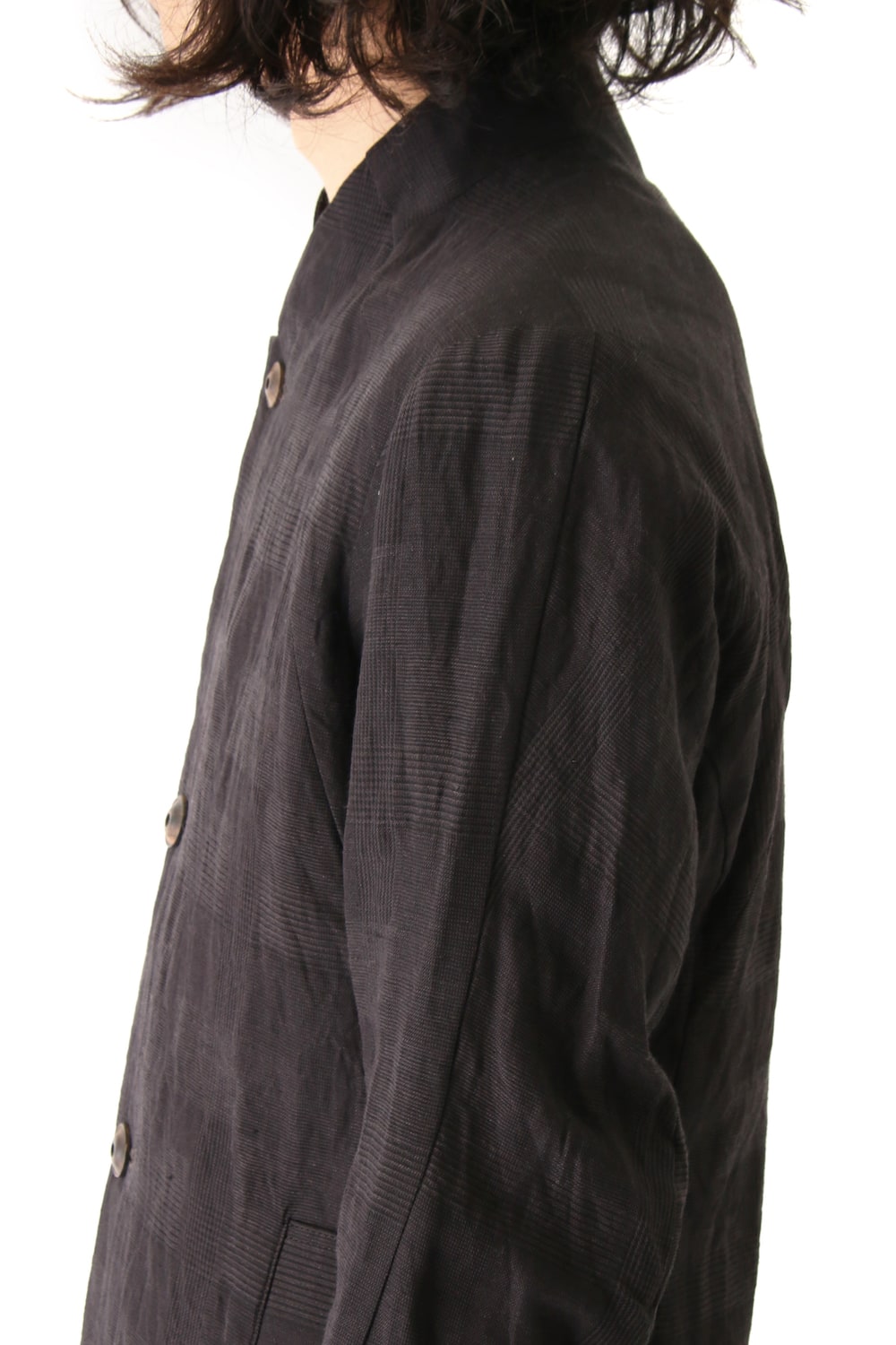 Jacket Cotton Linen Check Bordeaux