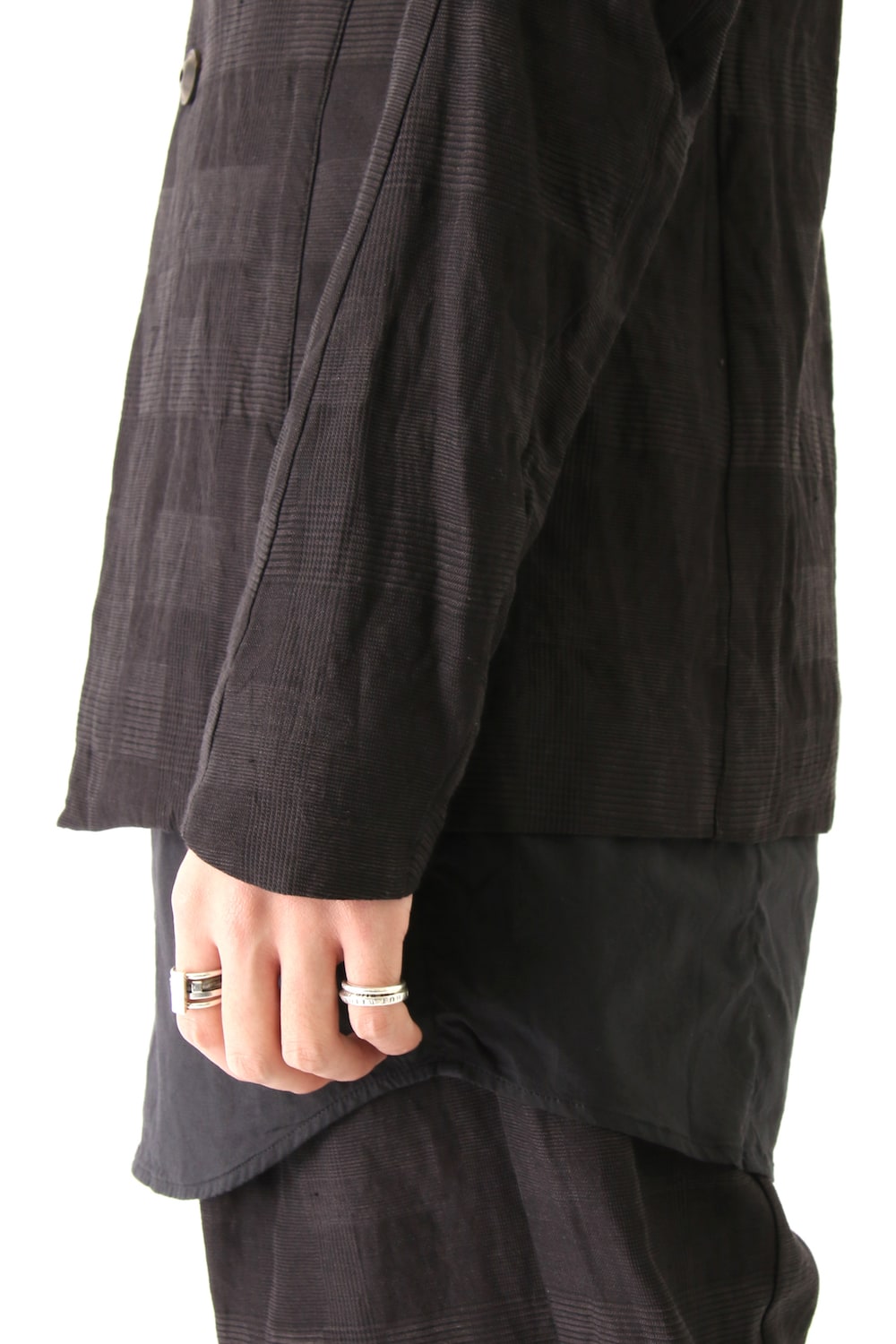 Jacket Cotton Linen Check Bordeaux