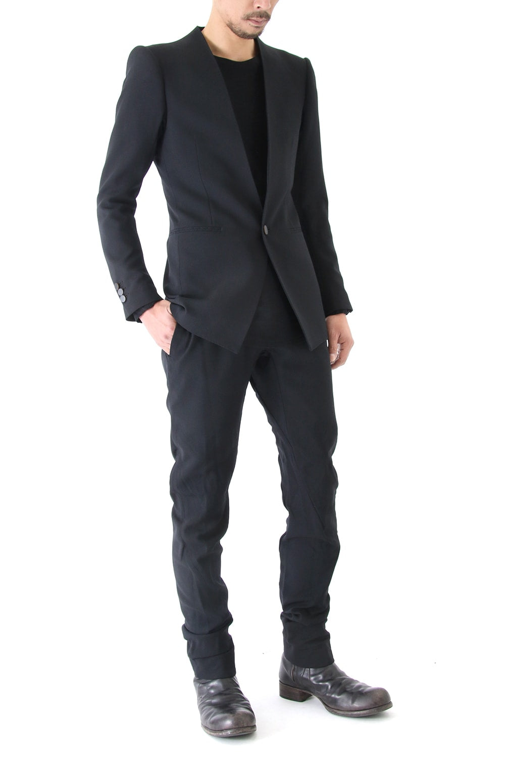 Slim Pants Wool Pique Black