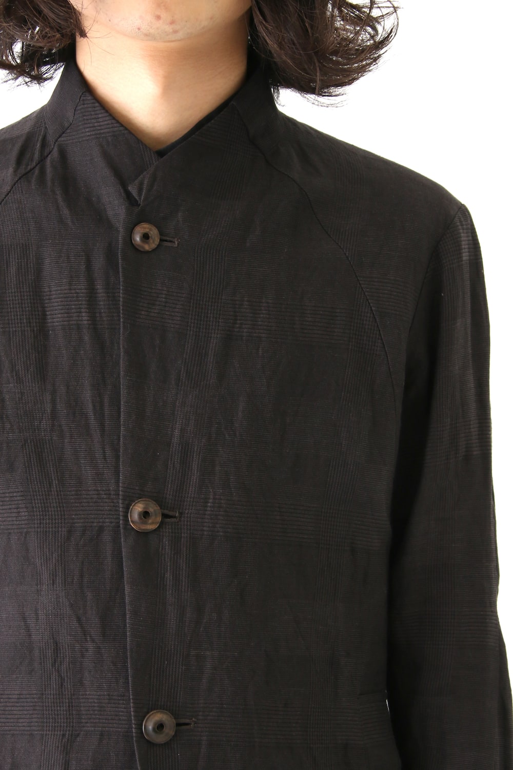 Jacket Cotton Linen Check Bordeaux