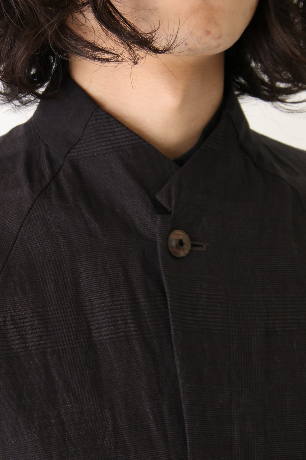 Jacket Cotton Linen Check Bordeaux