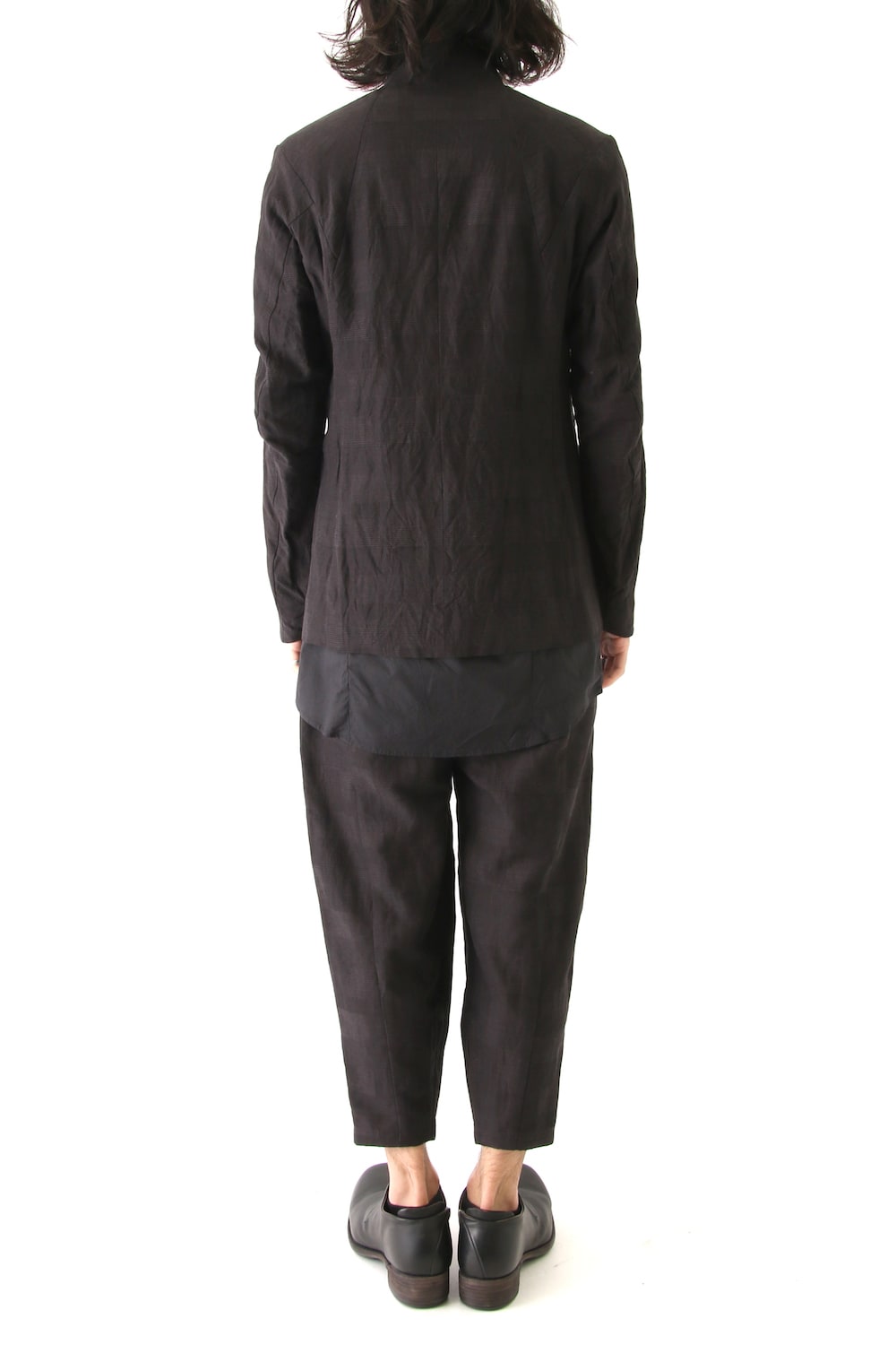 Jacket Cotton Linen Check Bordeaux