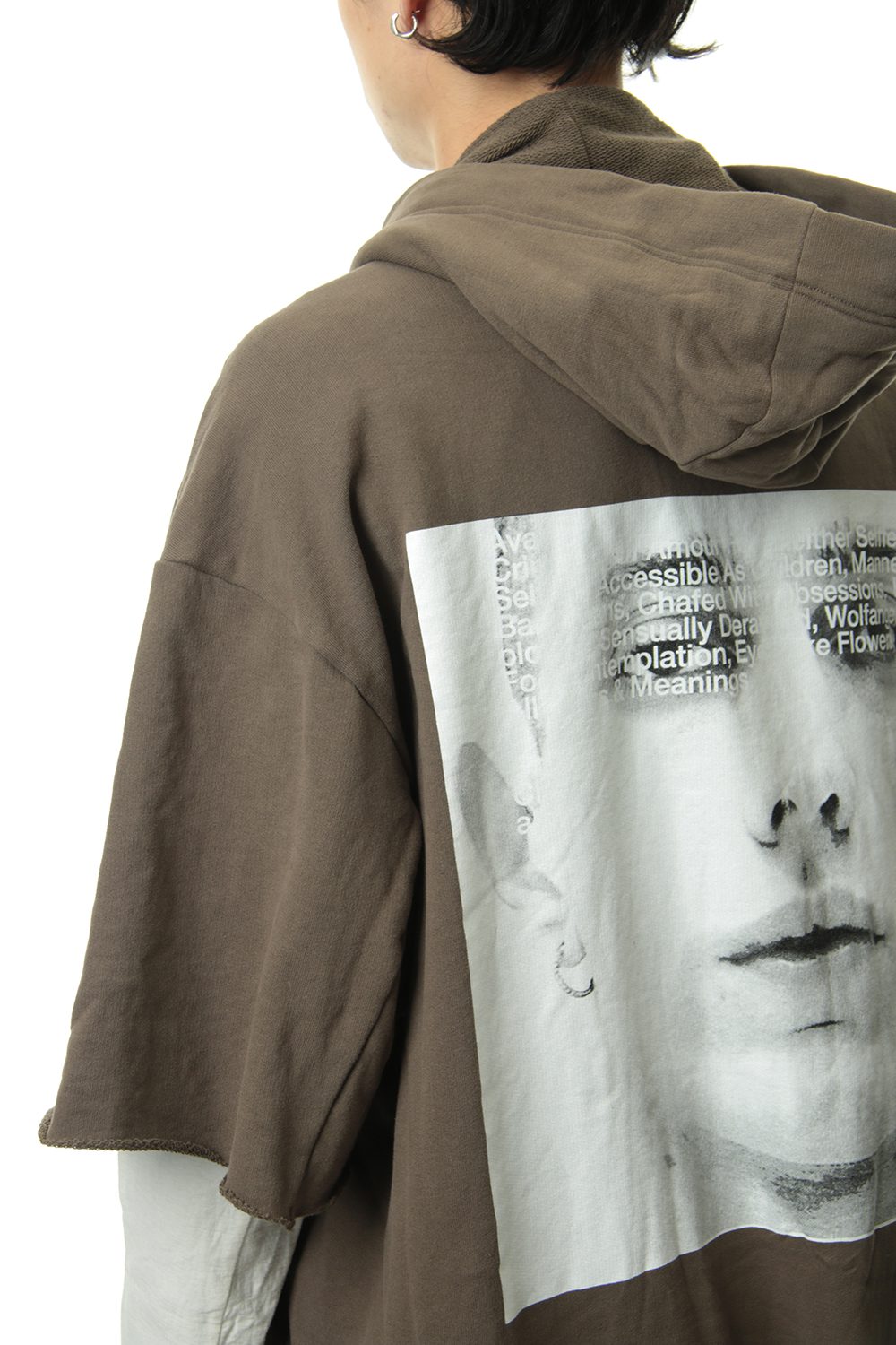 PRINT EXTRA BIG ZIP HOODIE Dust