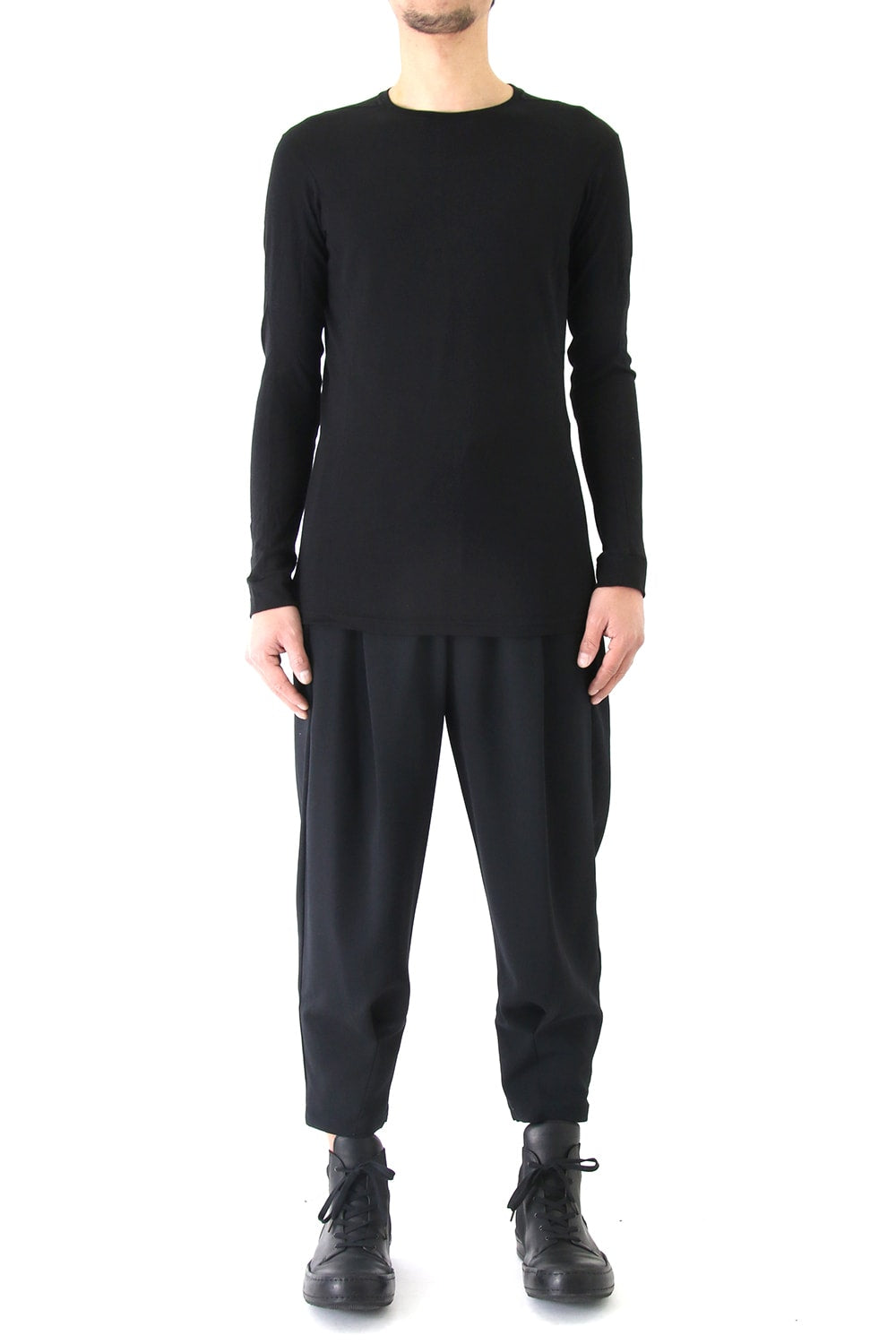 Long Sleeve Silk / Cotton Jersey Black