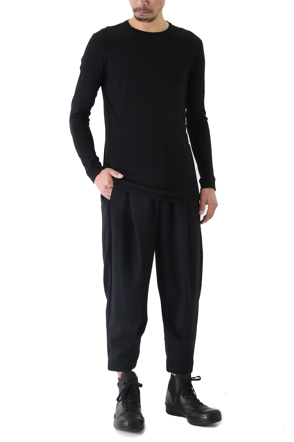 Long Sleeve Silk / Cotton Jersey Black