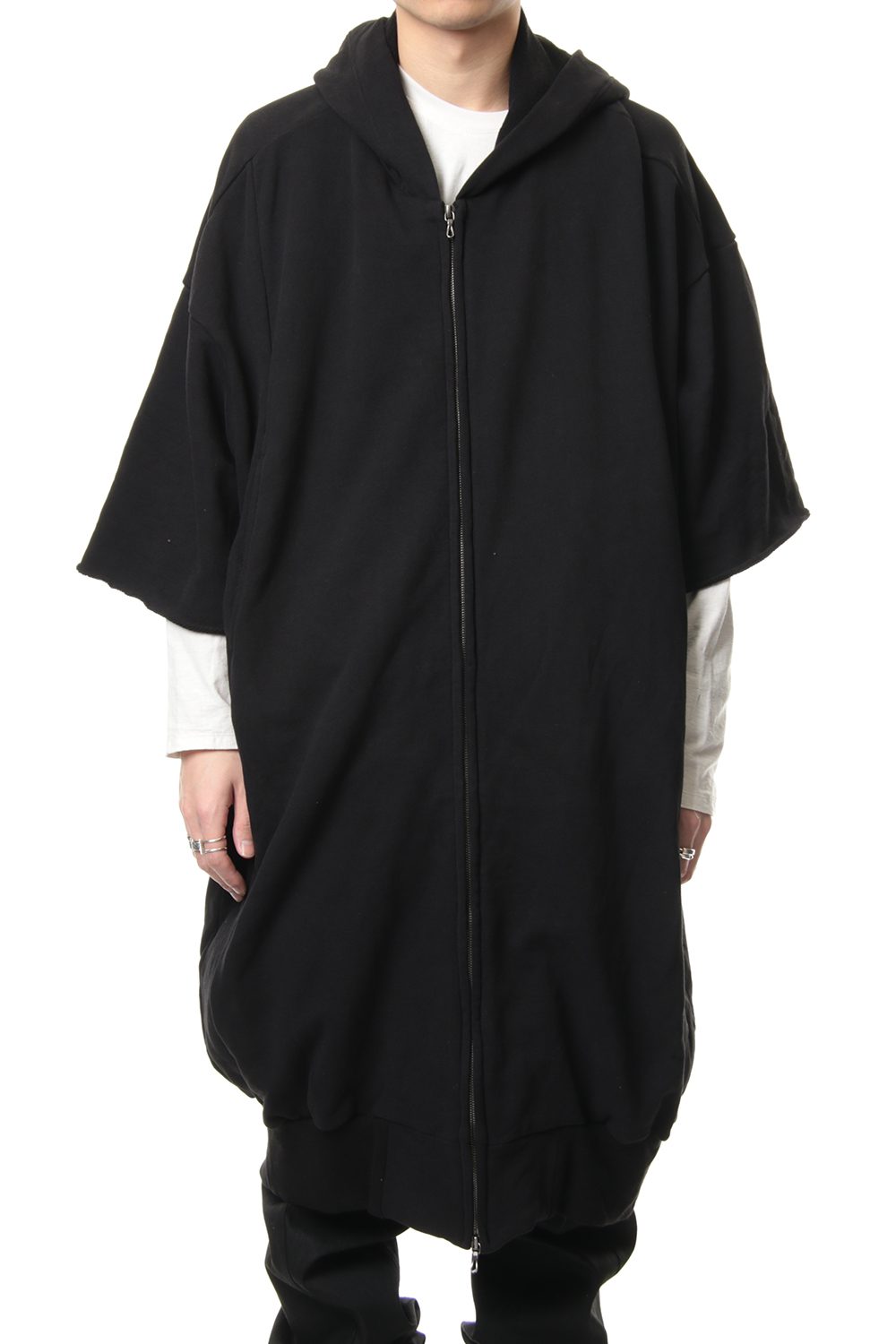 PRINT EXTRA BIG ZIP HOODIE Black