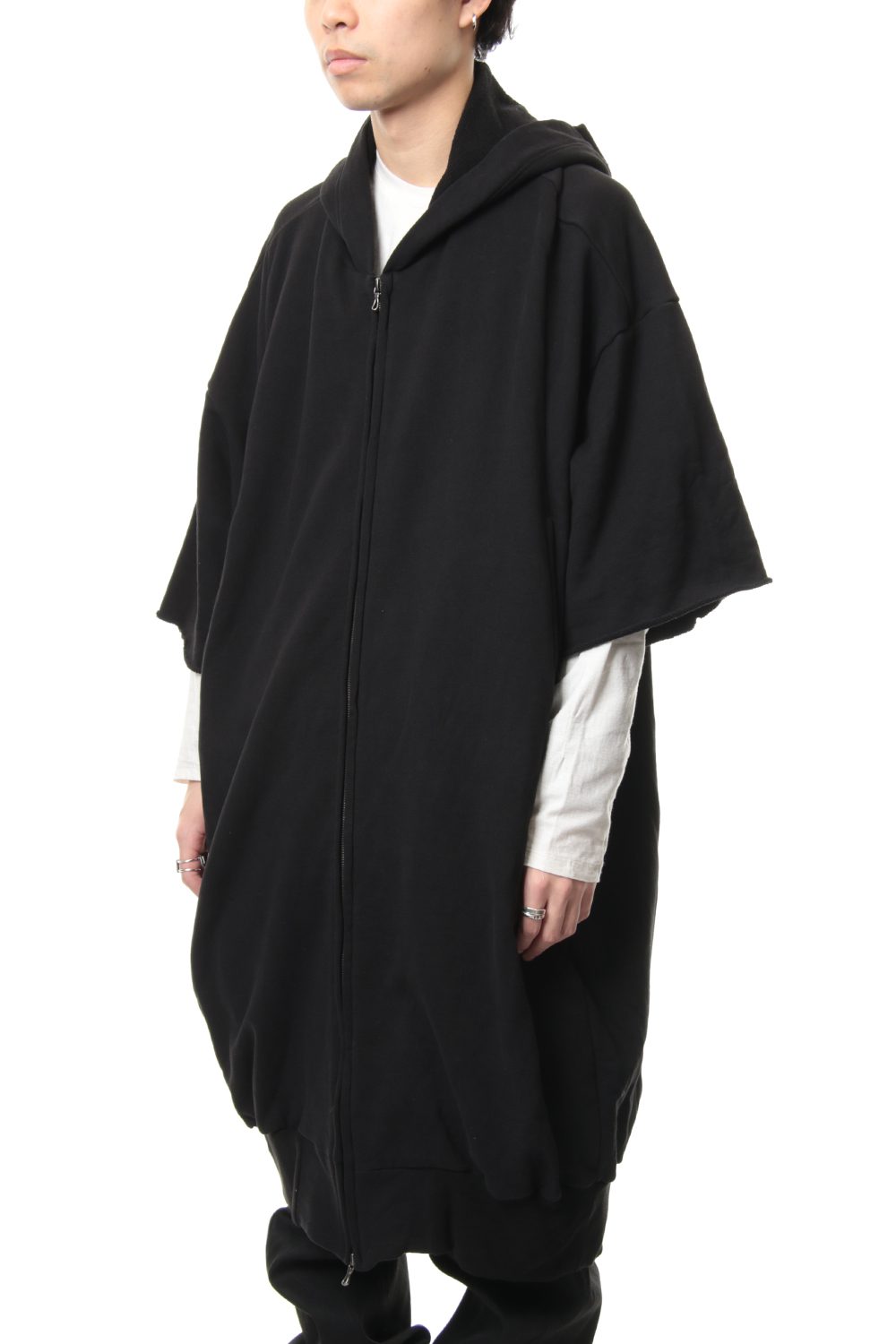 PRINT EXTRA BIG ZIP HOODIE Black