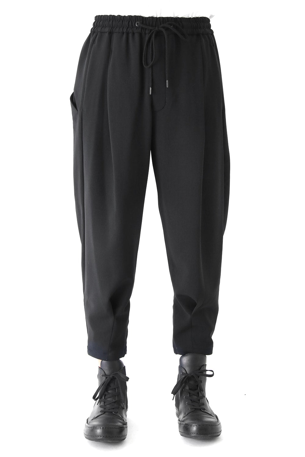 Cropped Pants Wool Pique Black