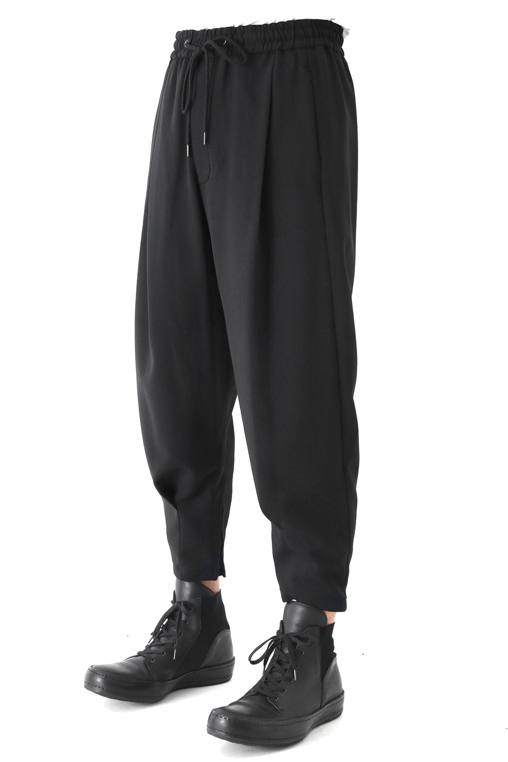 Cropped Pants Wool Pique Black