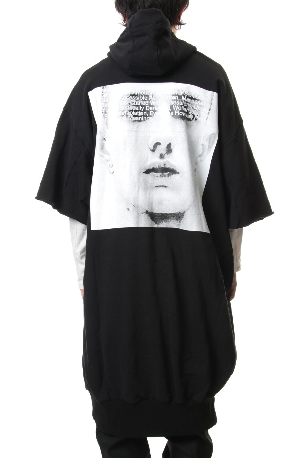 PRINT EXTRA BIG ZIP HOODIE Black