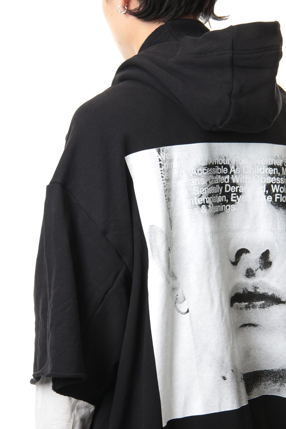 PRINT EXTRA BIG ZIP HOODIE Black