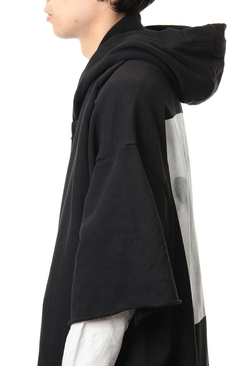 PRINT EXTRA BIG ZIP HOODIE Black