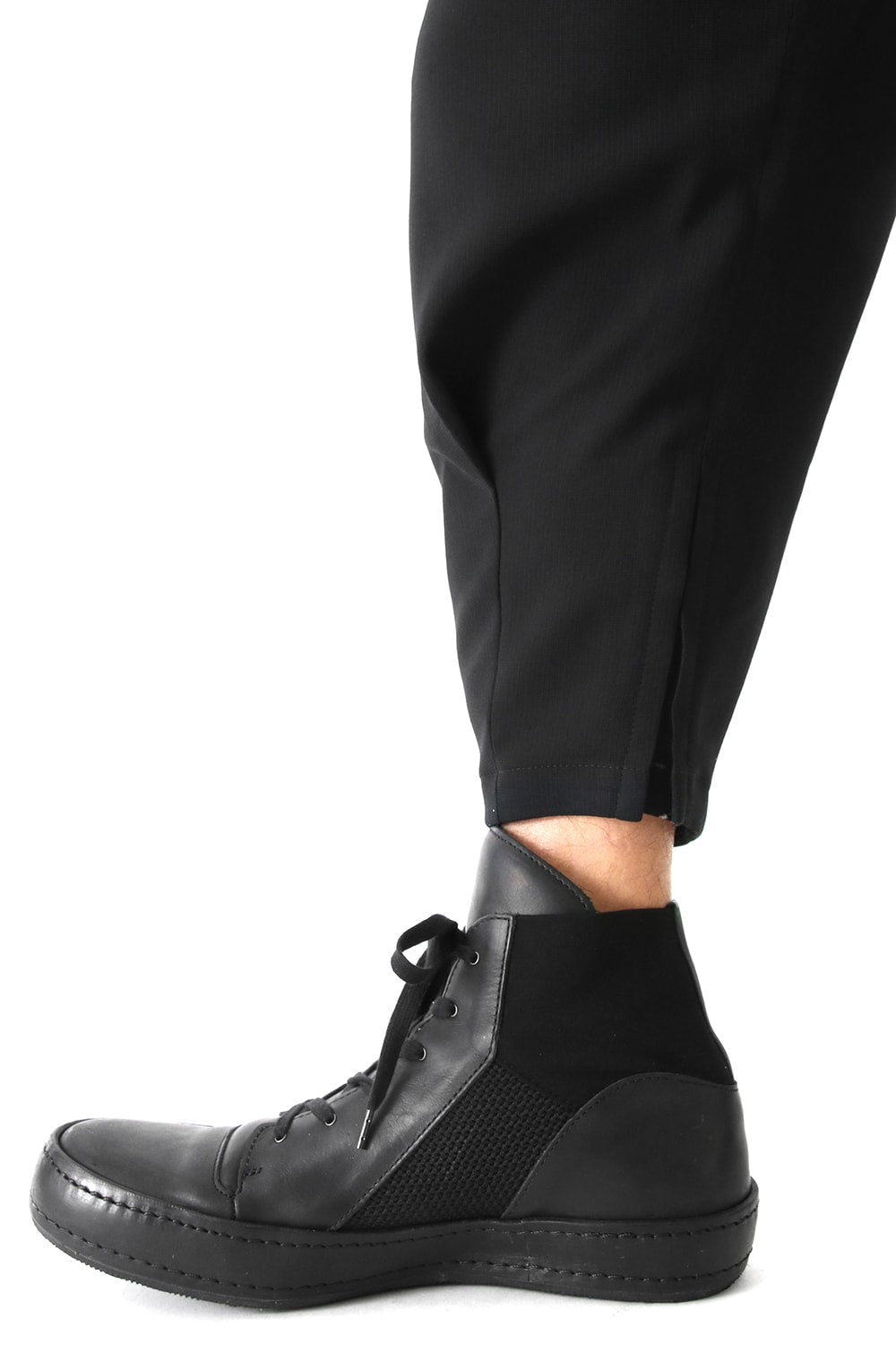 Cropped Pants Wool Pique Black