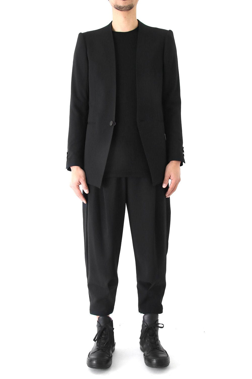 Cropped Pants Wool Pique Black