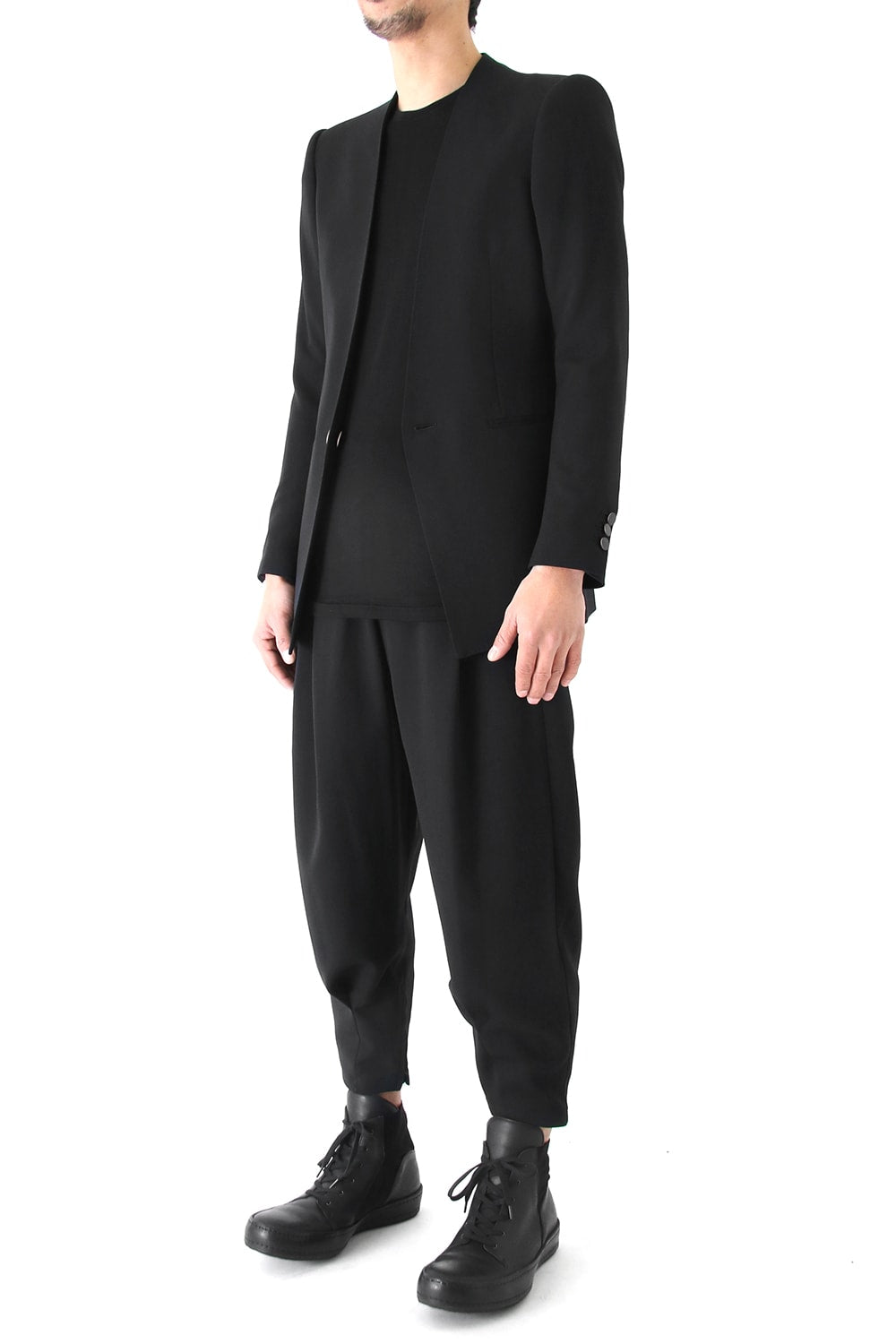 Cropped Pants Wool Pique Black