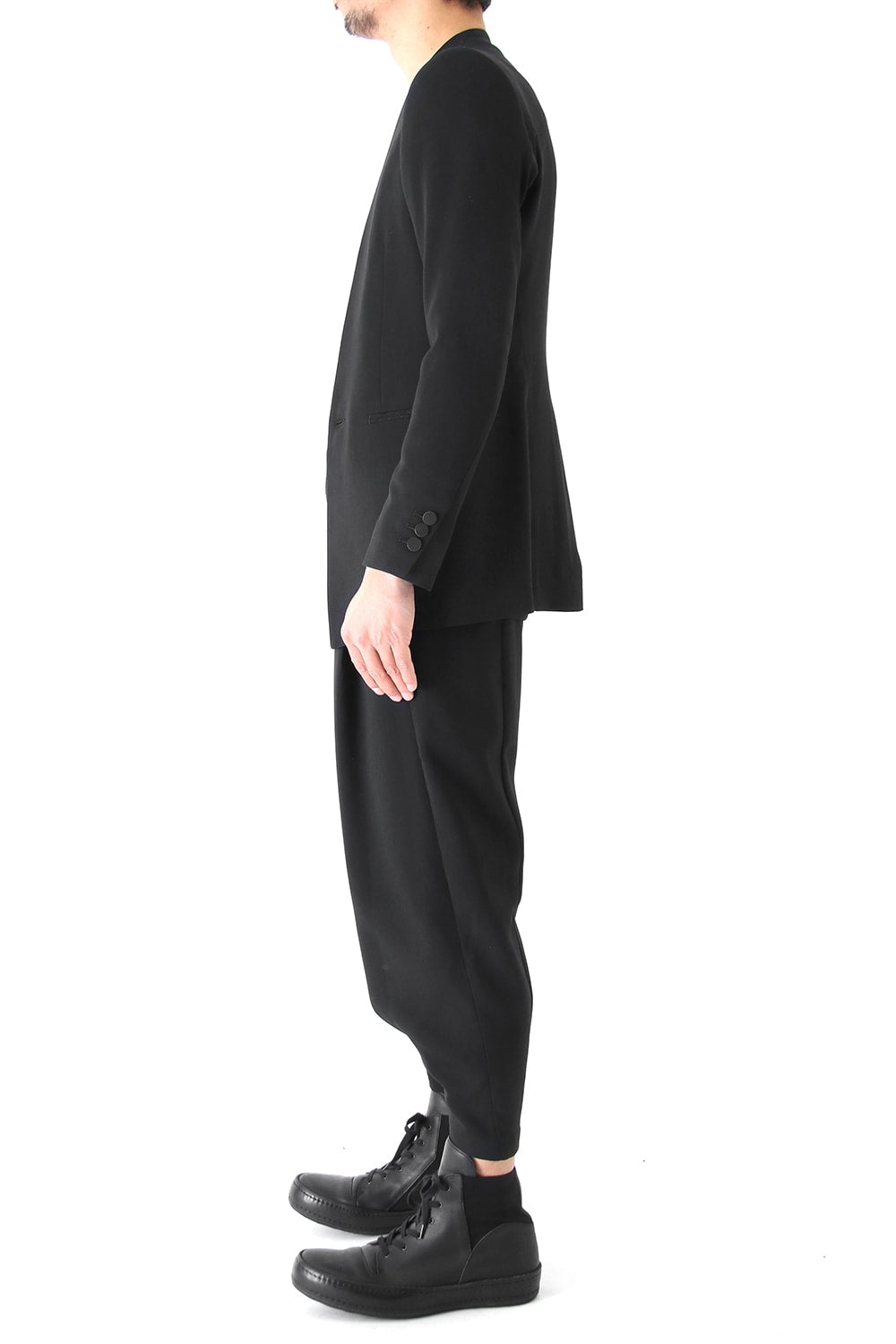 Cropped Pants Wool Pique Black