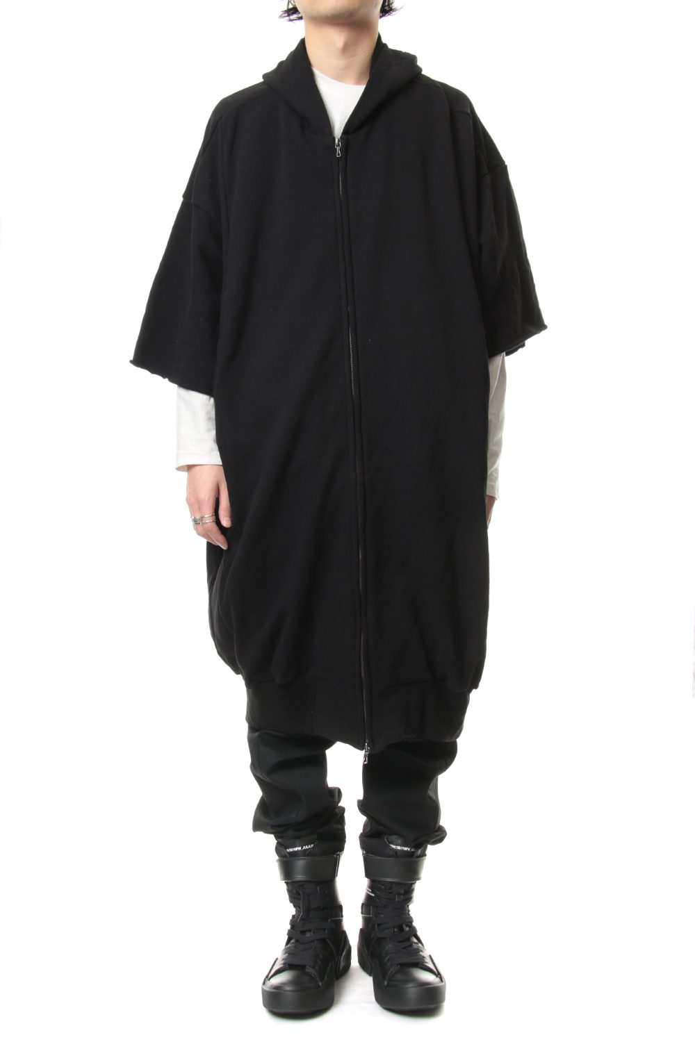 PRINT EXTRA BIG ZIP HOODIE Black