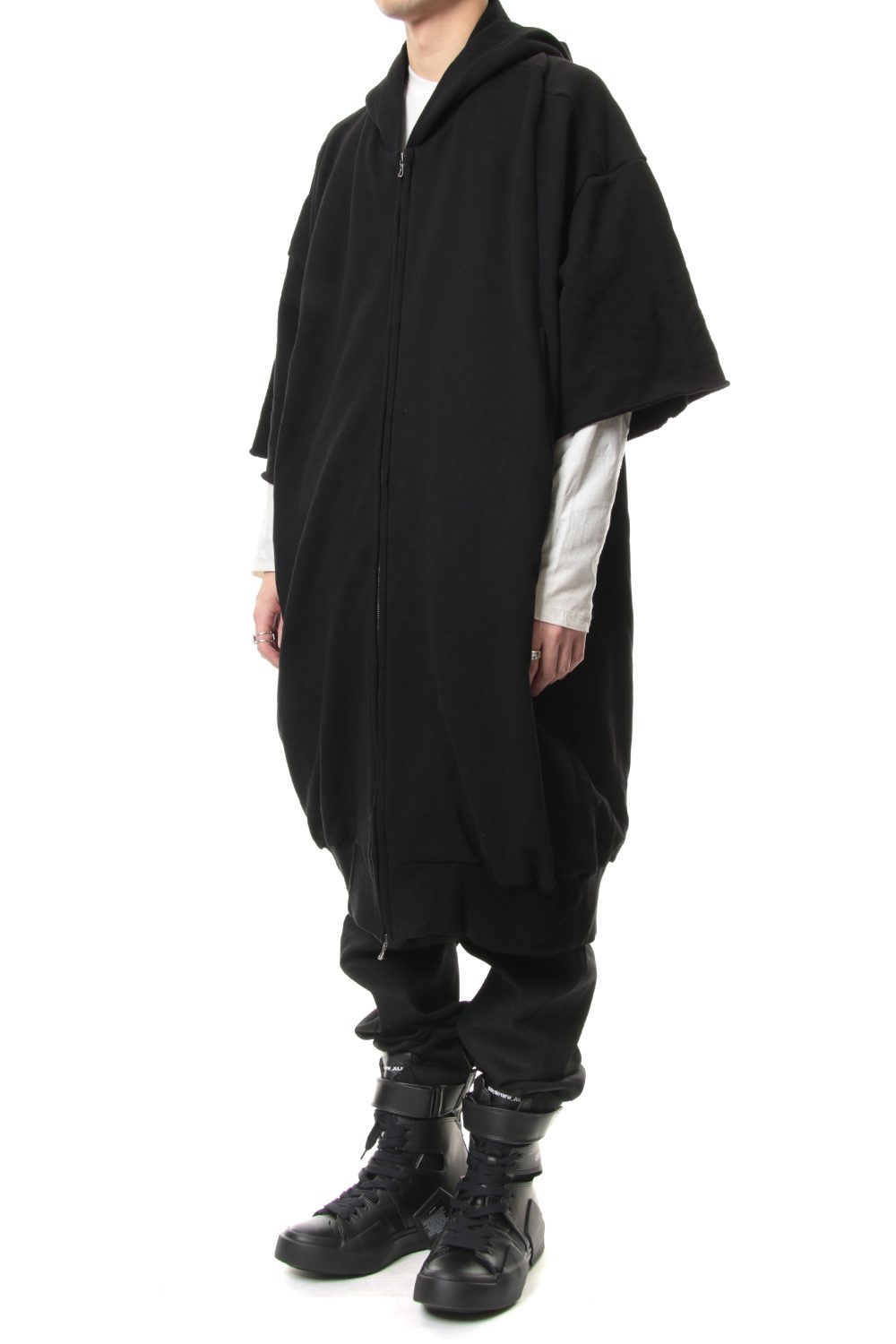 PRINT EXTRA BIG ZIP HOODIE Black