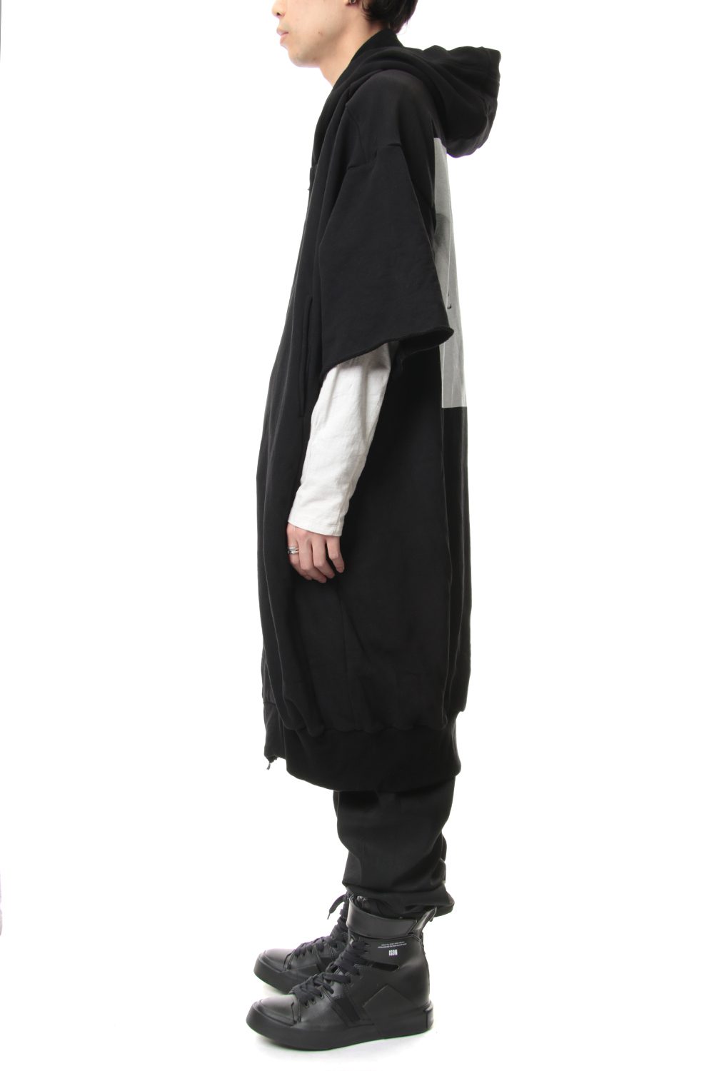 PRINT EXTRA BIG ZIP HOODIE Black