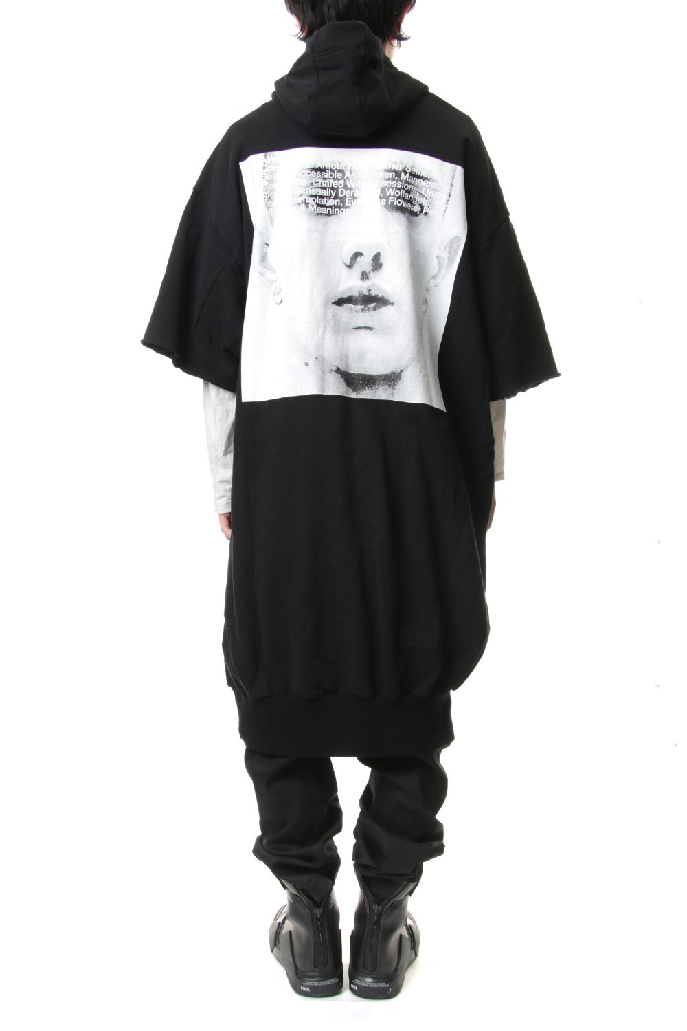 PRINT EXTRA BIG ZIP HOODIE Black