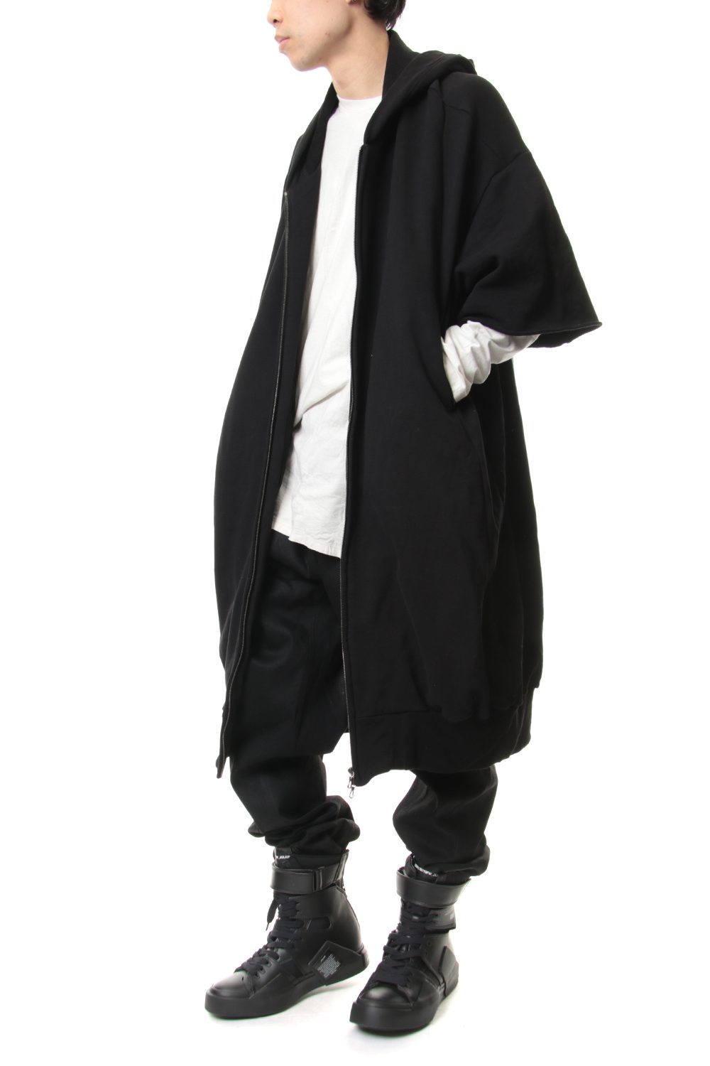 PRINT EXTRA BIG ZIP HOODIE Black