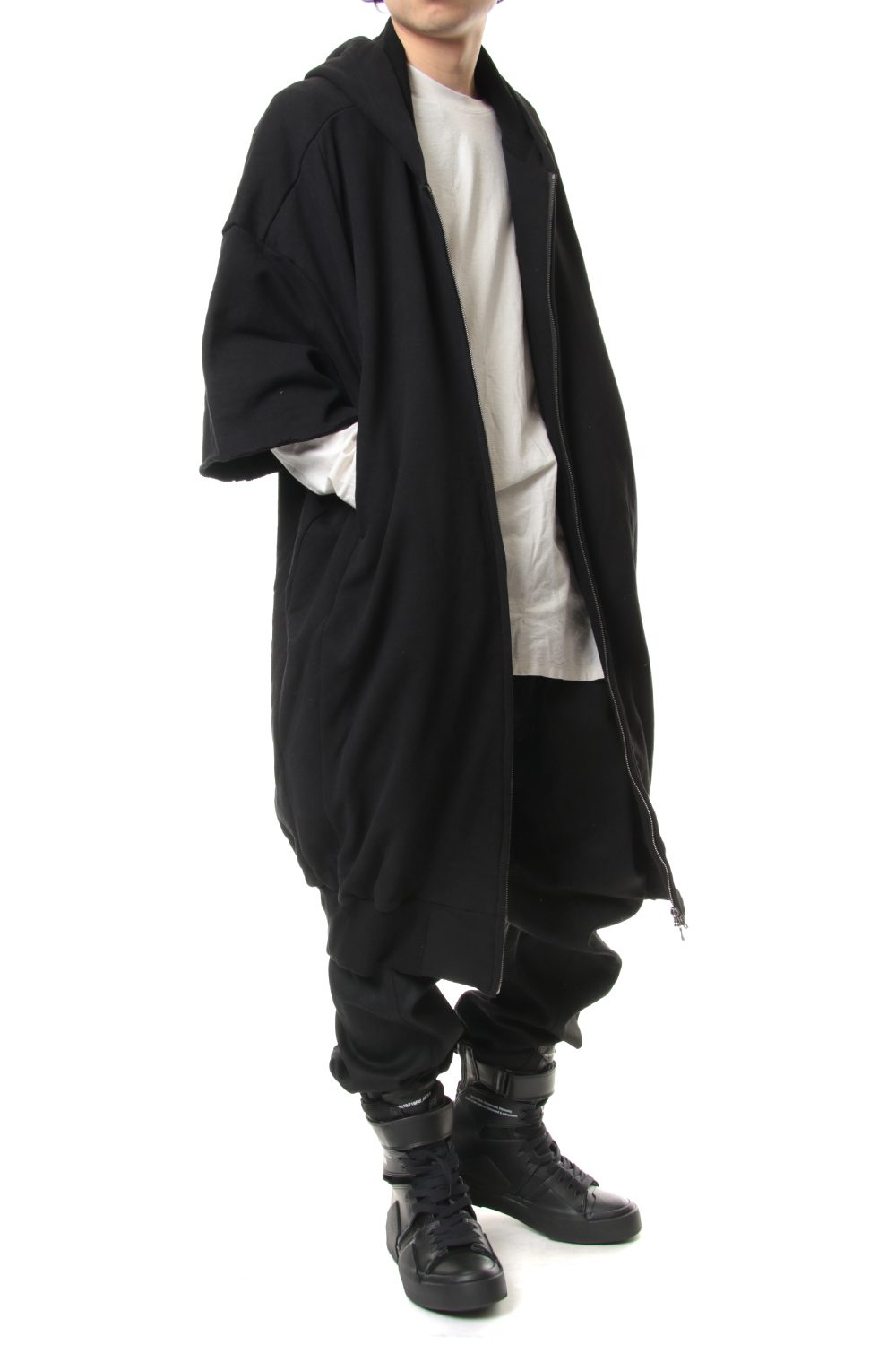 PRINT EXTRA BIG ZIP HOODIE Black