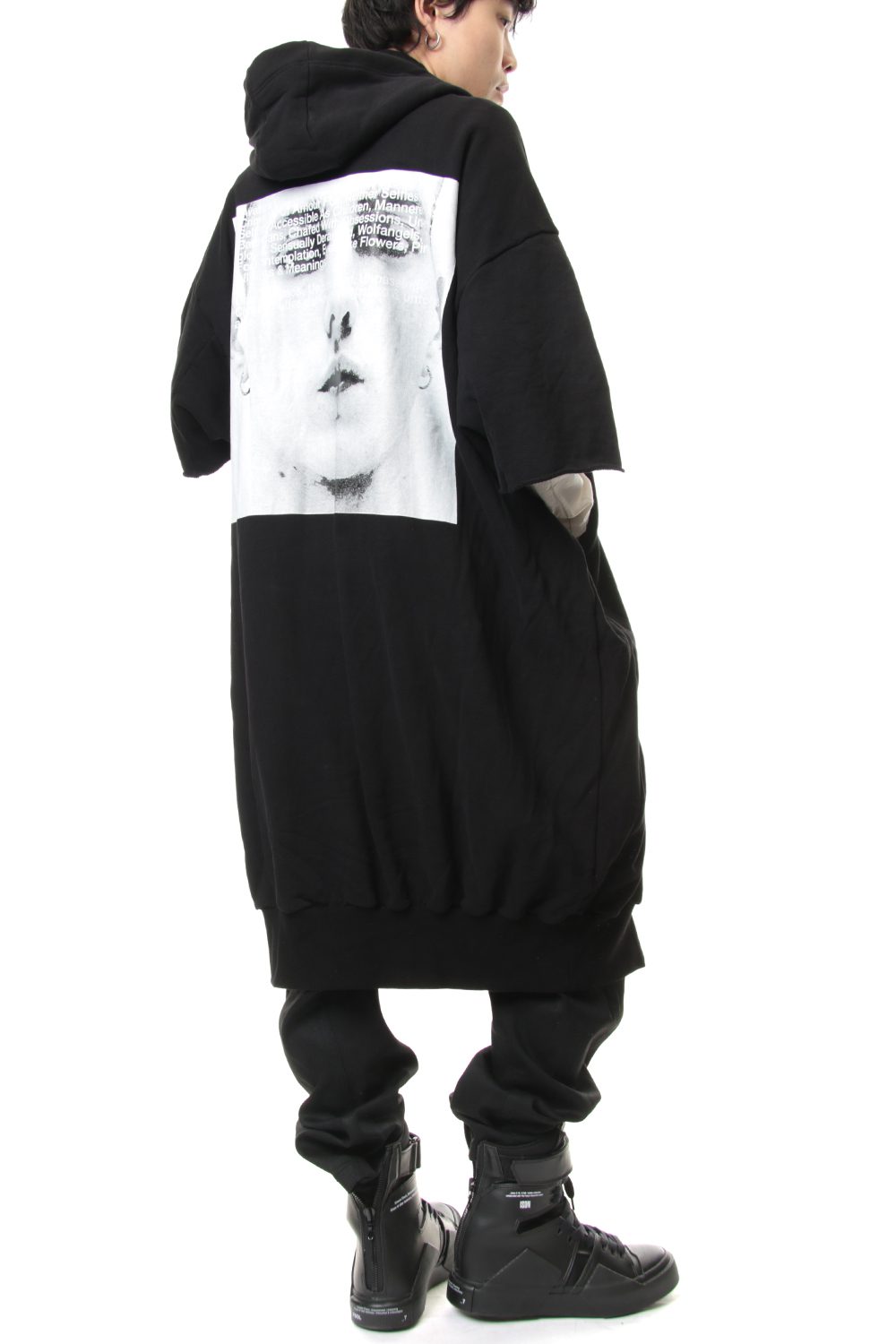 PRINT EXTRA BIG ZIP HOODIE Black