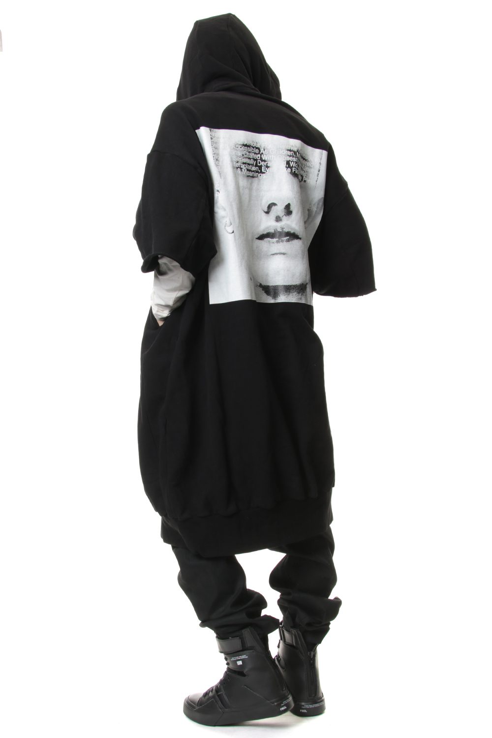 PRINT EXTRA BIG ZIP HOODIE Black