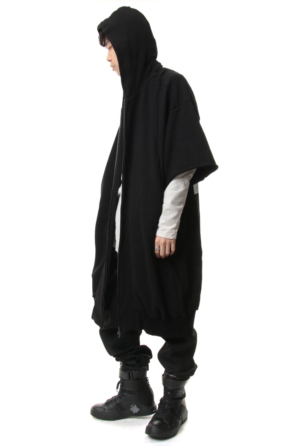 PRINT EXTRA BIG ZIP HOODIE Black