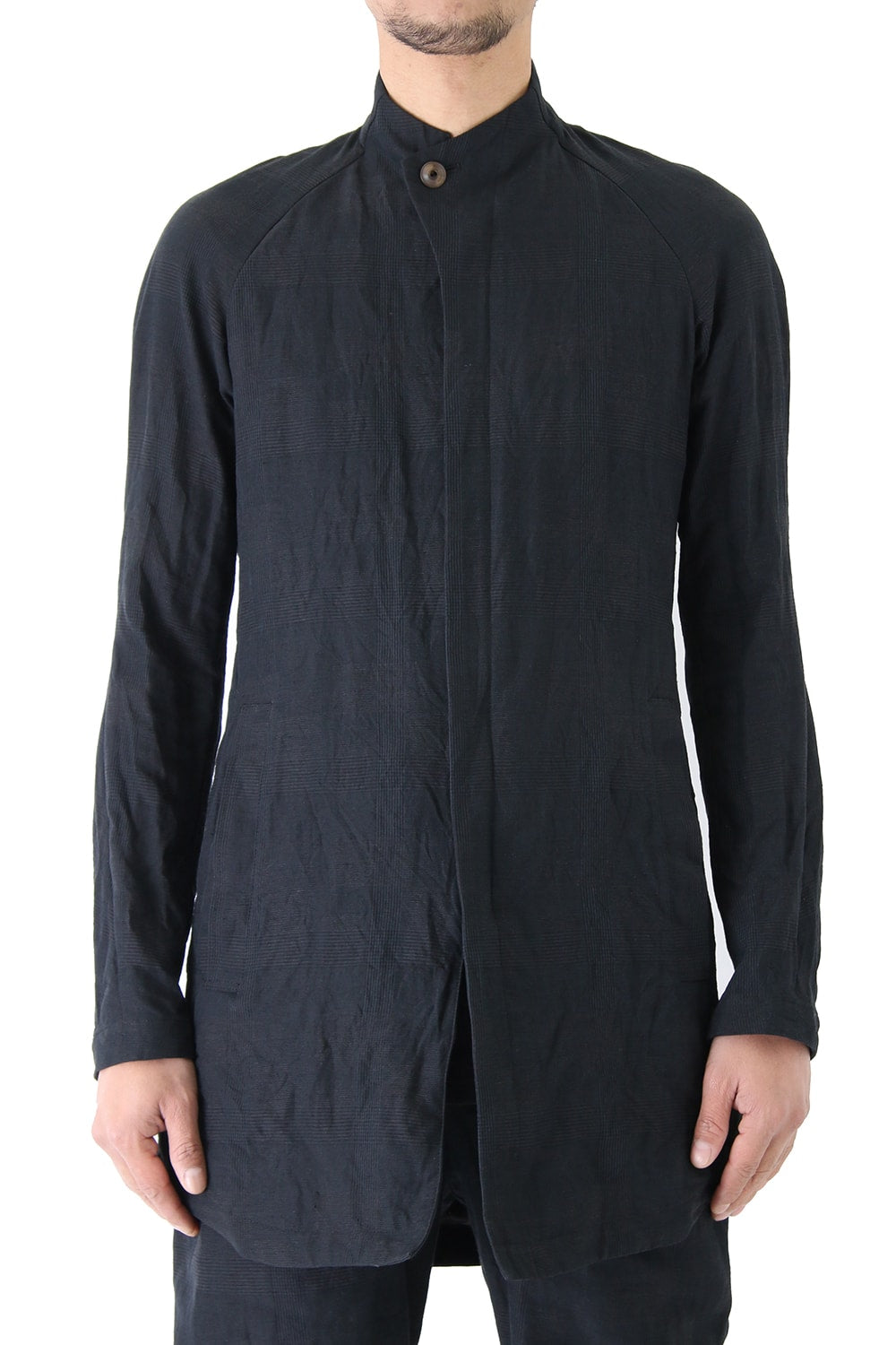 Jacket Cotton Linen Check Blue Black