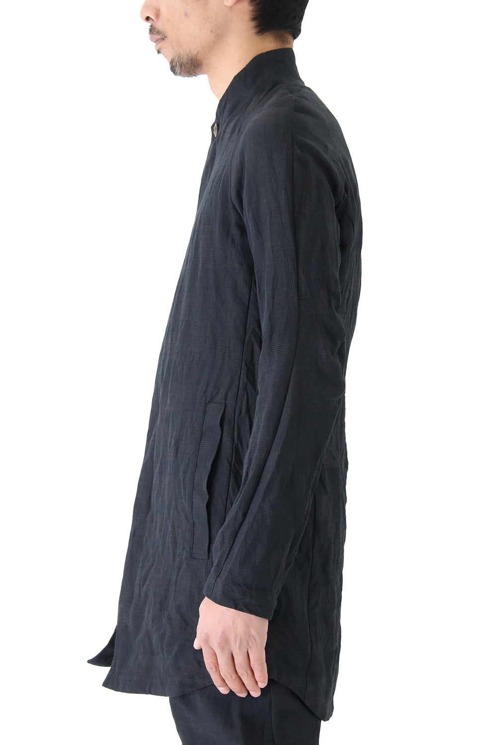 Jacket Cotton Linen Check Blue Black