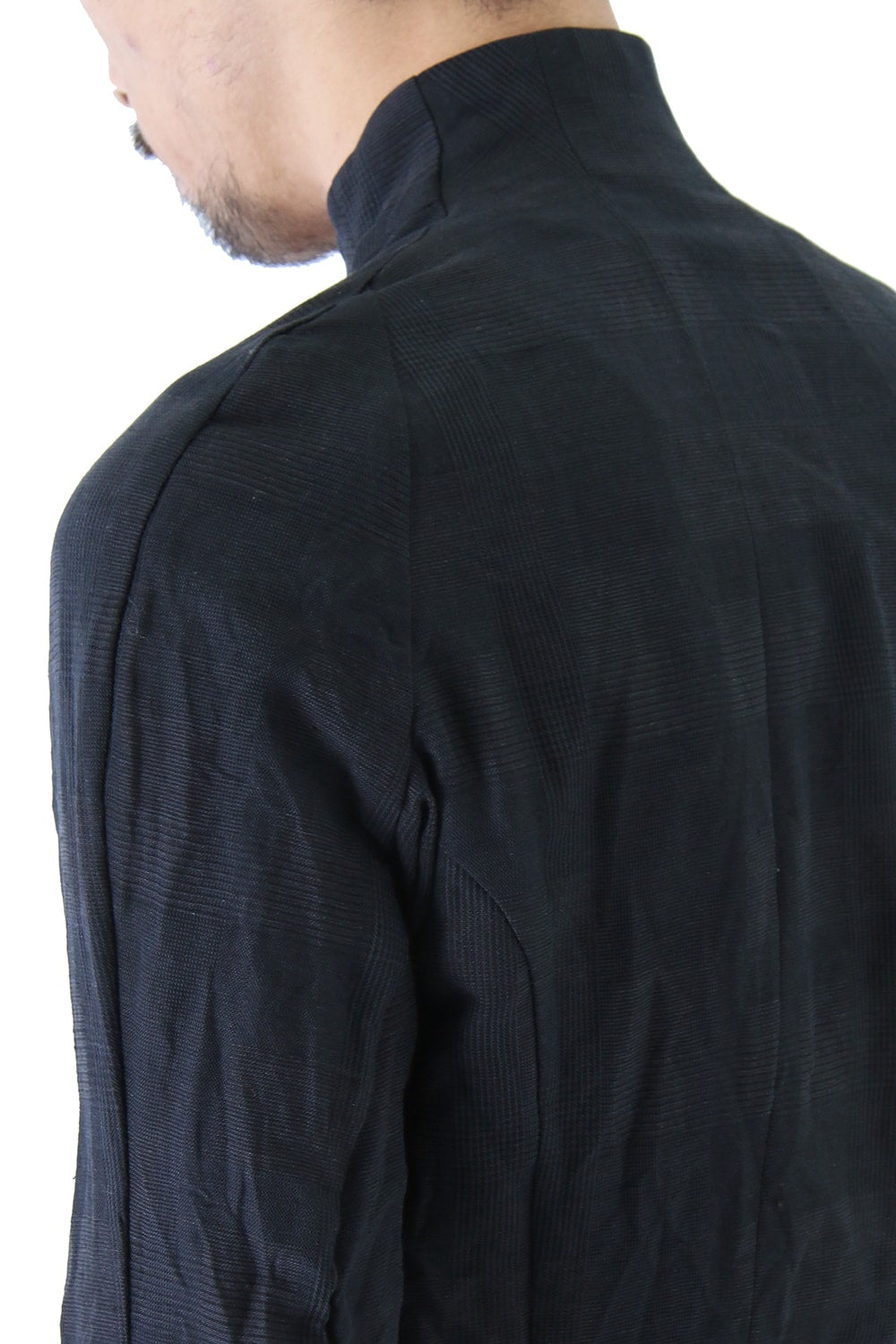 Jacket Cotton Linen Check Blue Black