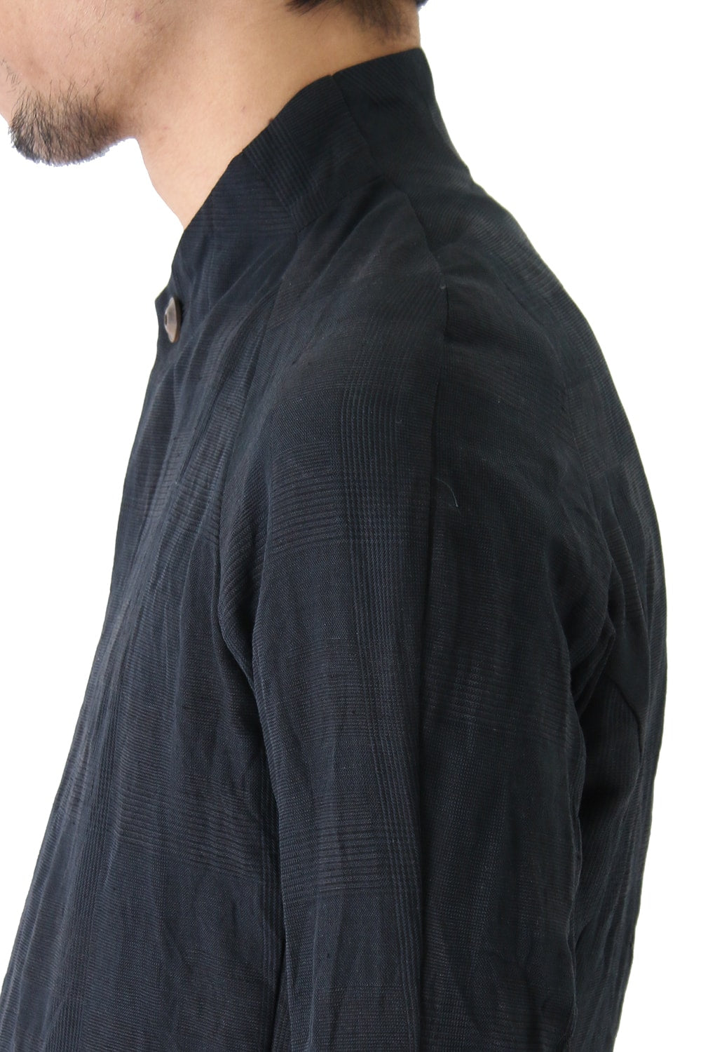 Jacket Cotton Linen Check Blue Black