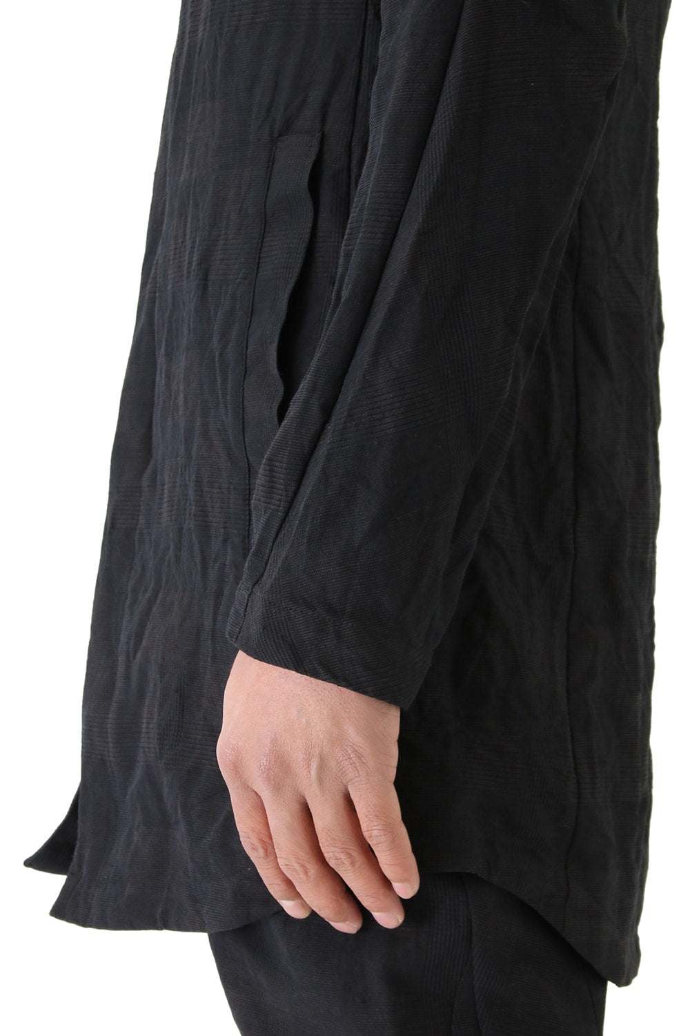 Jacket Cotton Linen Check Blue Black