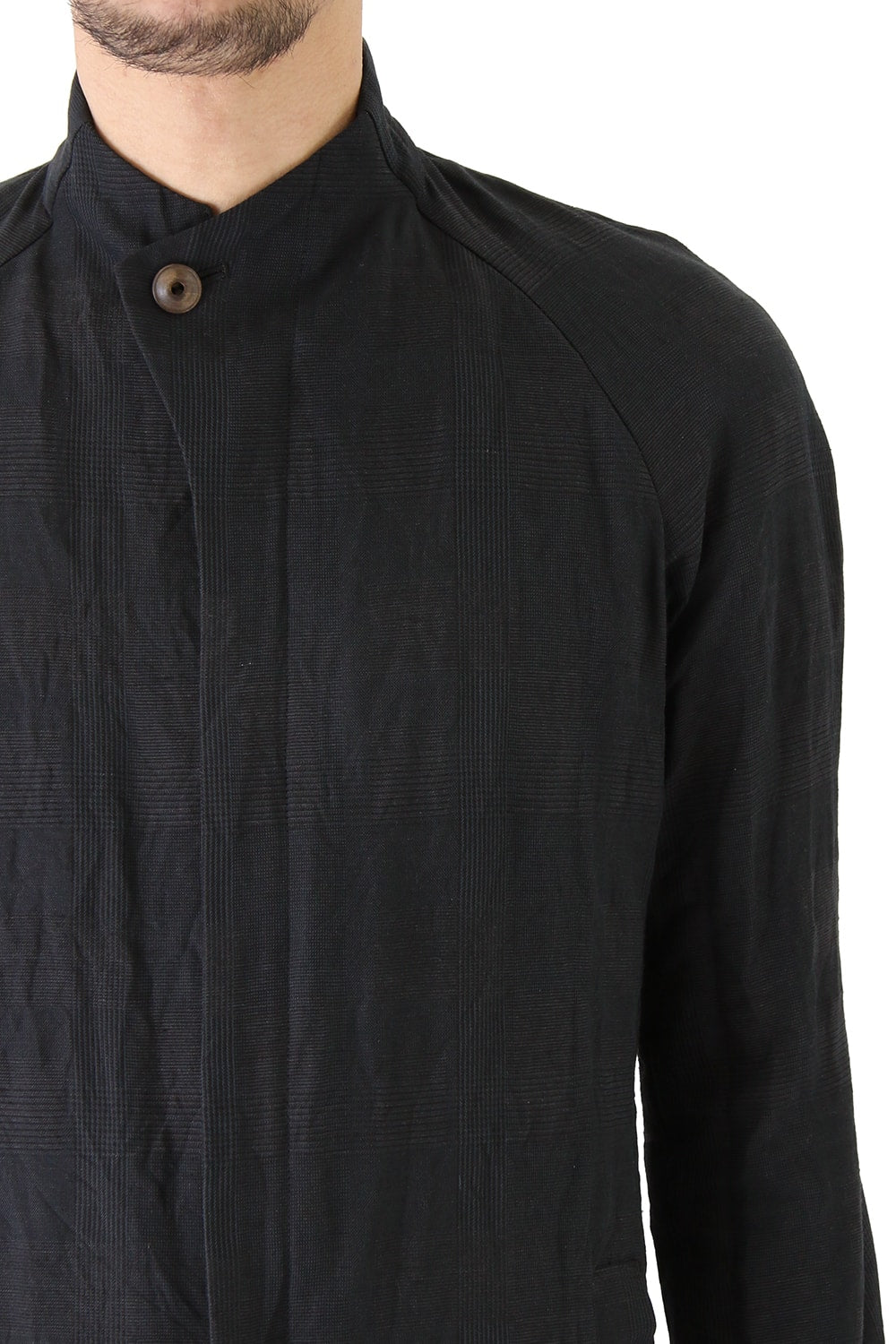 Jacket Cotton Linen Check Blue Black