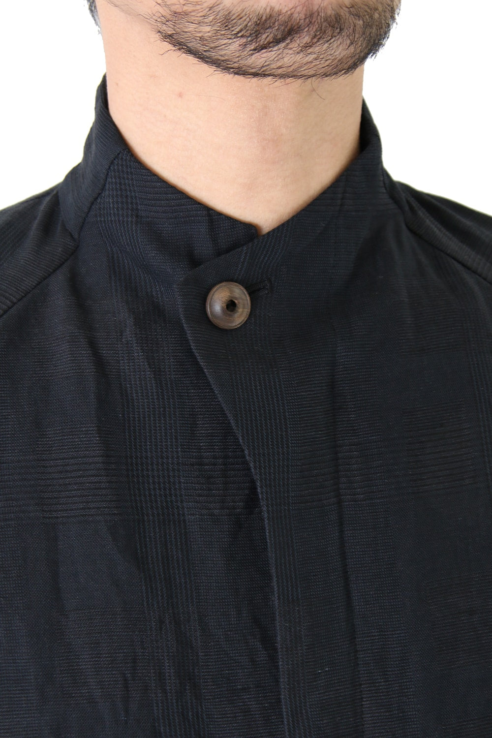 Jacket Cotton Linen Check Blue Black