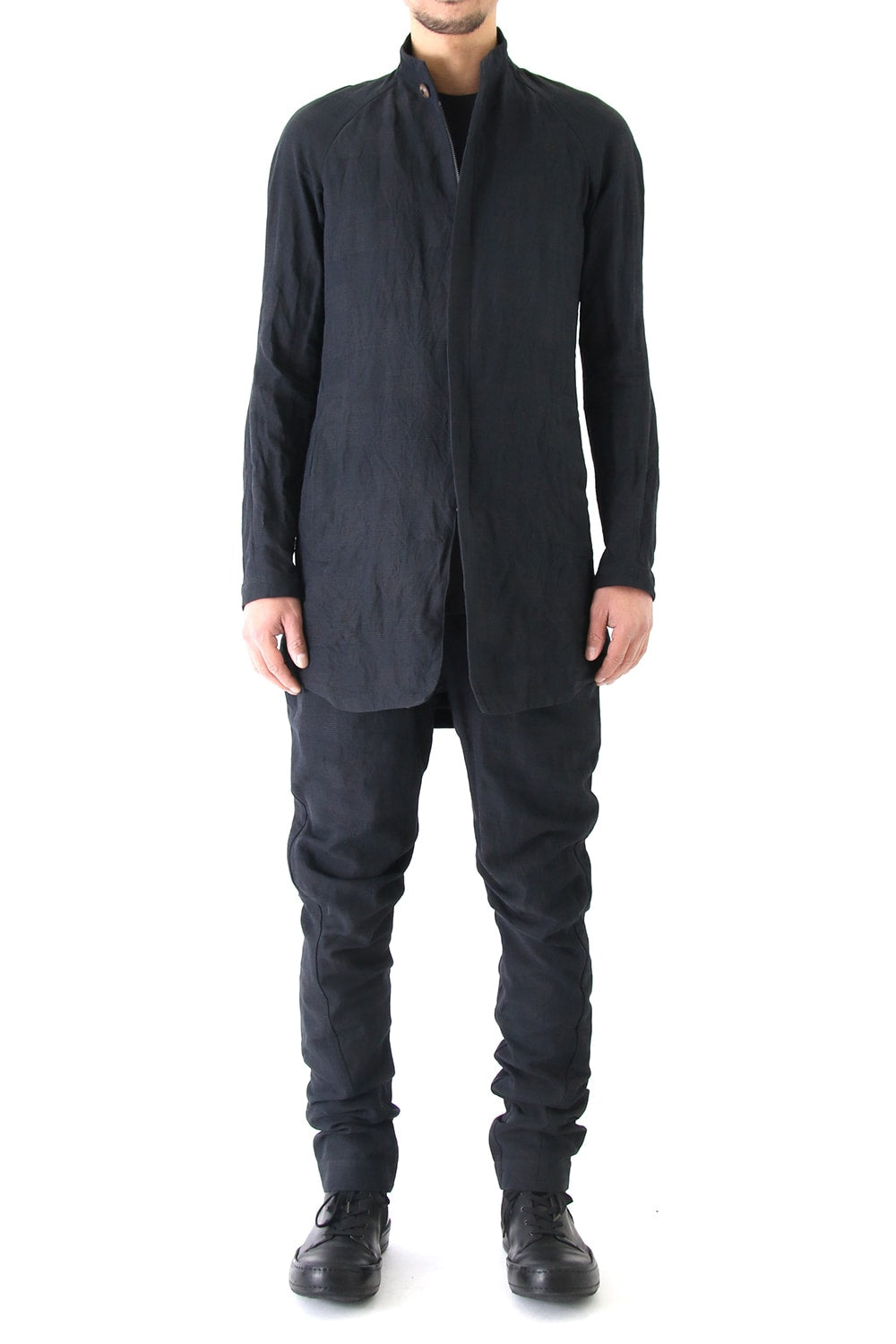 Jacket Cotton Linen Check Blue Black