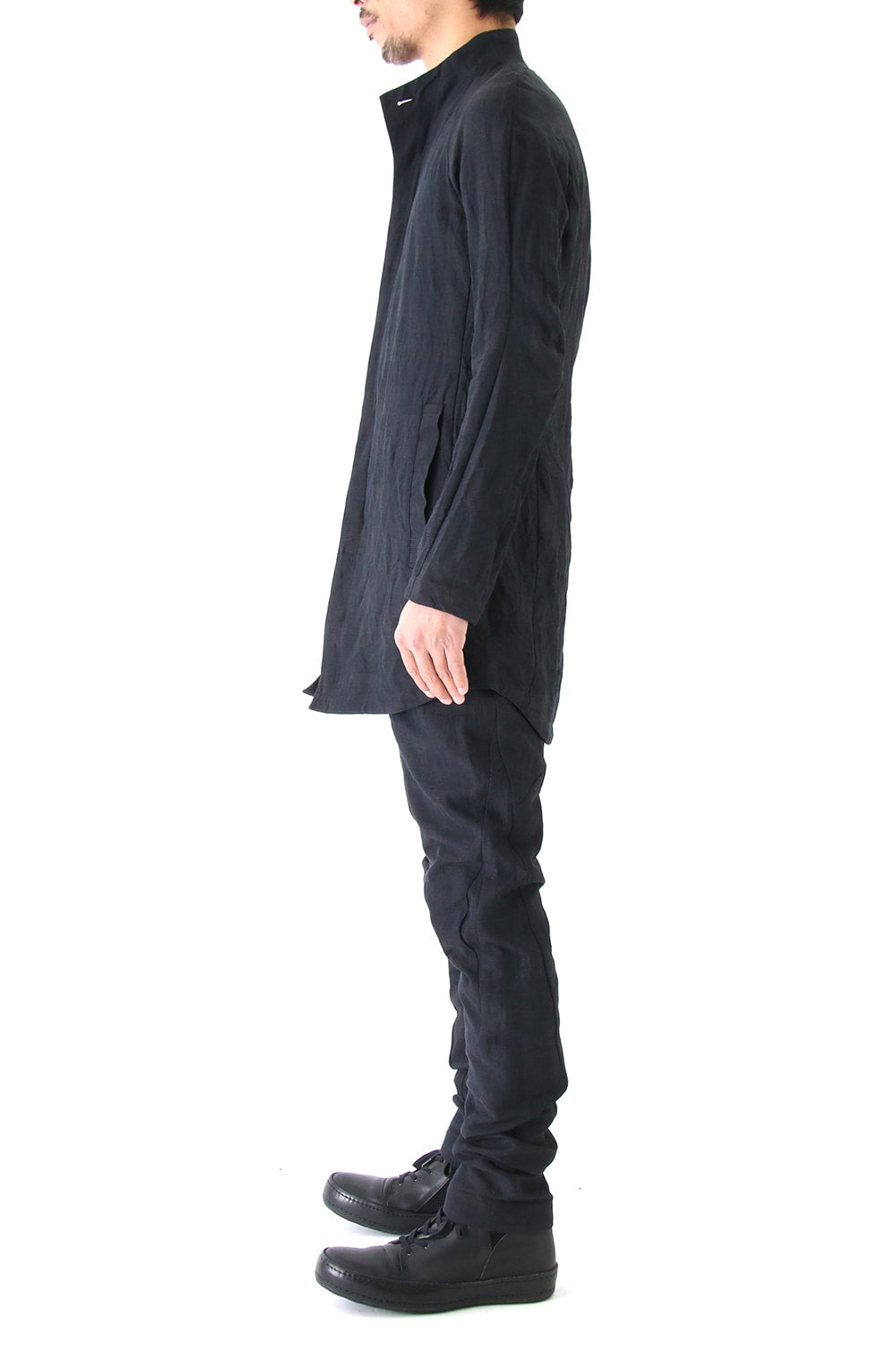 Jacket Cotton Linen Check Blue Black