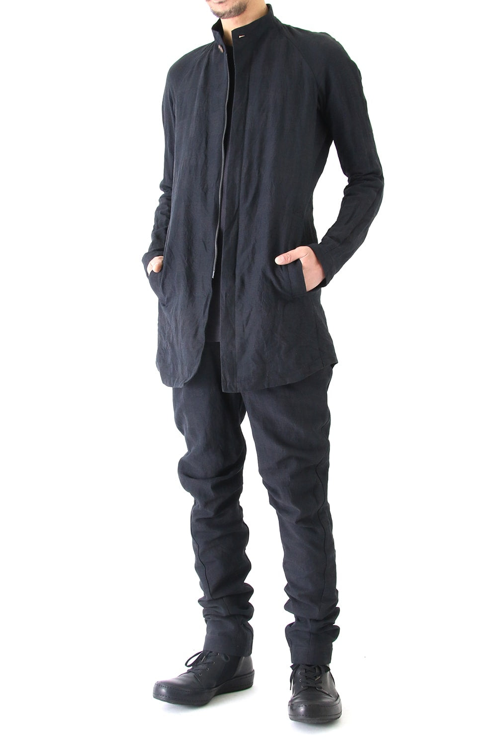 Jacket Cotton Linen Check Blue Black