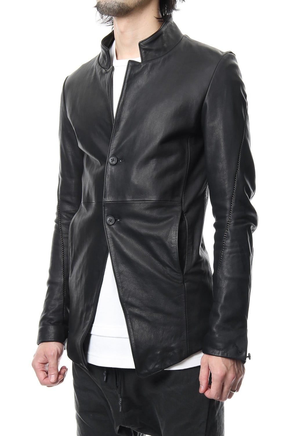 Cow Hide Draping Leather jacket RB-029 Black