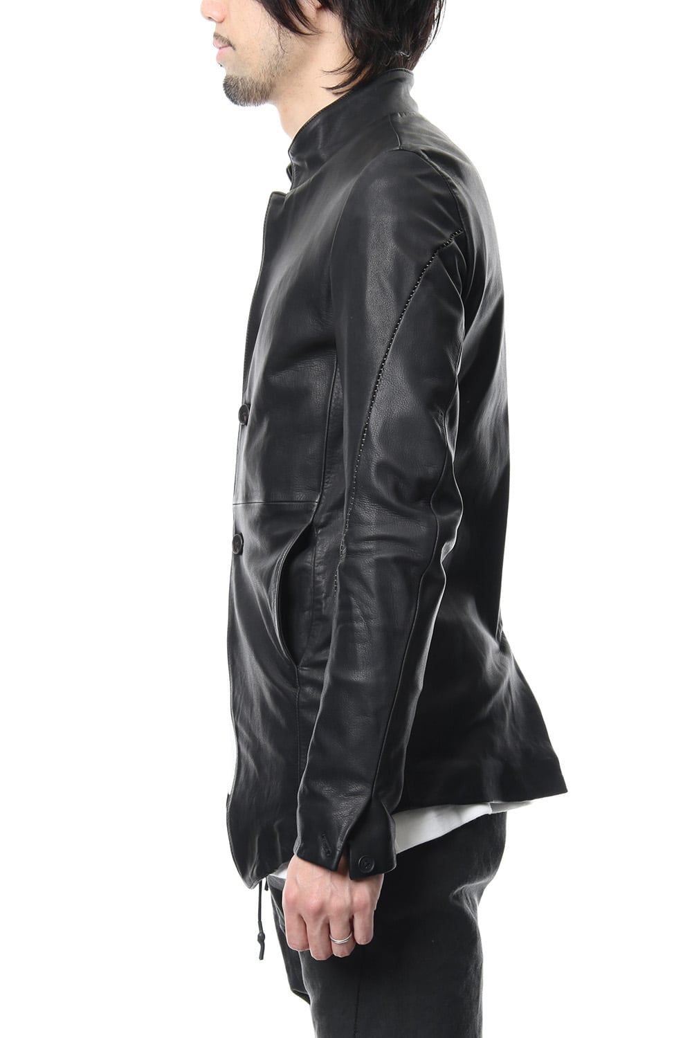 Cow Hide Draping Leather jacket RB-029 Black