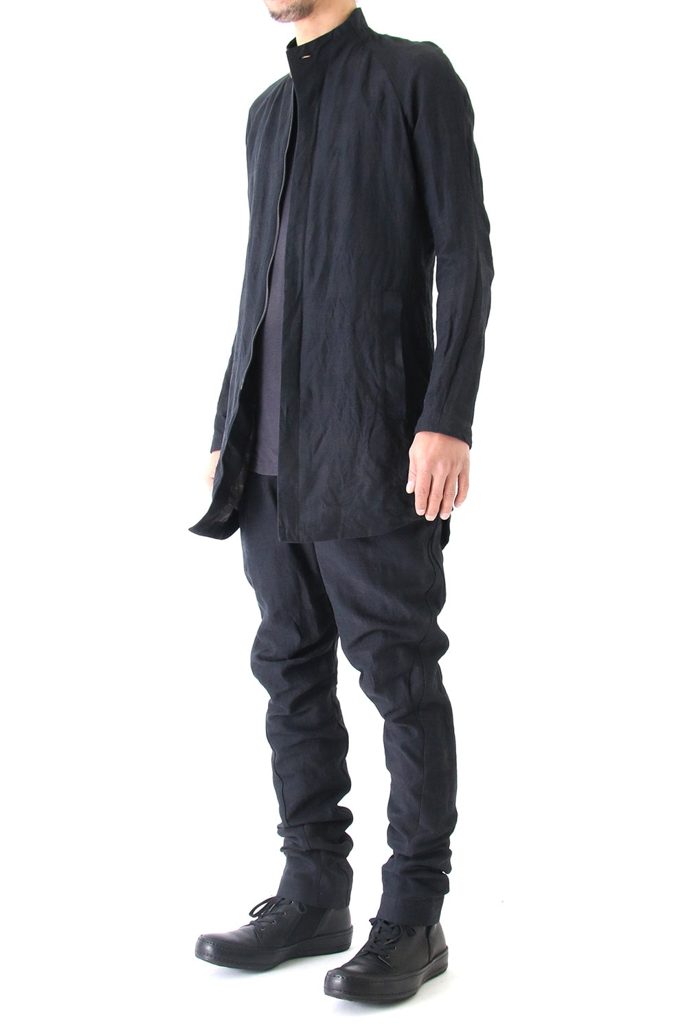 Jacket Cotton Linen Check Blue Black