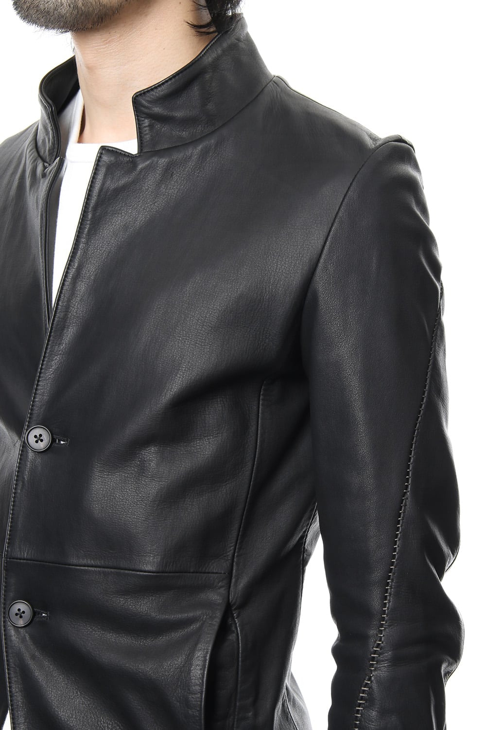 Cow Hide Draping Leather jacket RB-029 Black