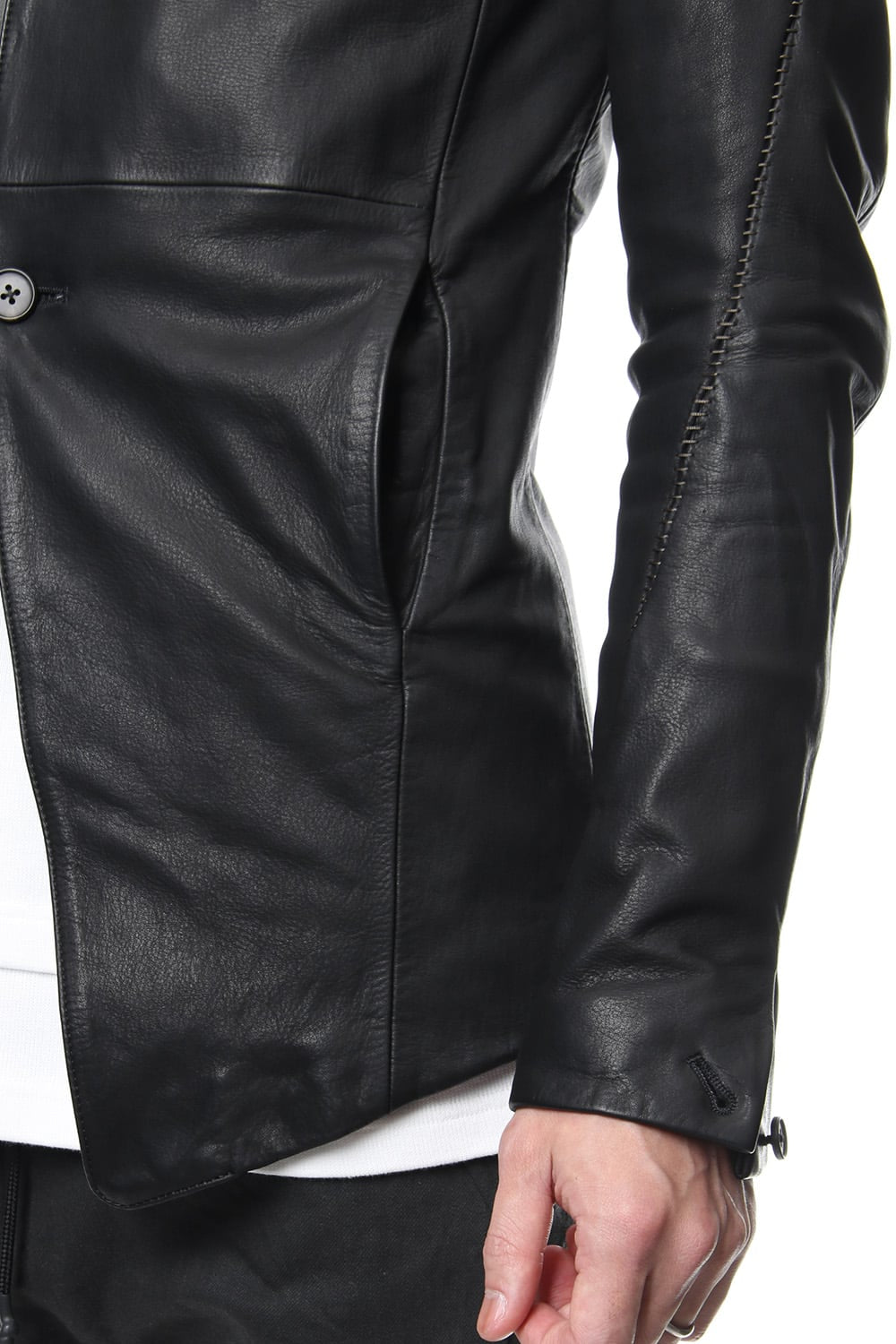 Cow Hide Draping Leather jacket RB-029 Black