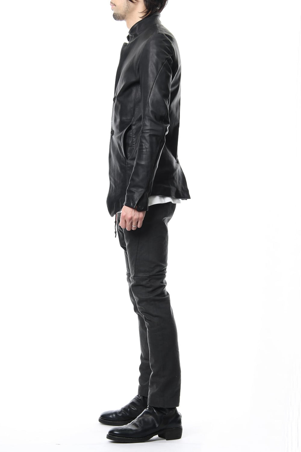 Cow Hide Draping Leather jacket RB-029 Black