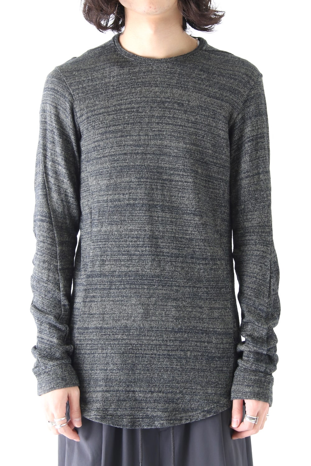 Long Sleeve Linen Cotton Jersey Khaki Gray