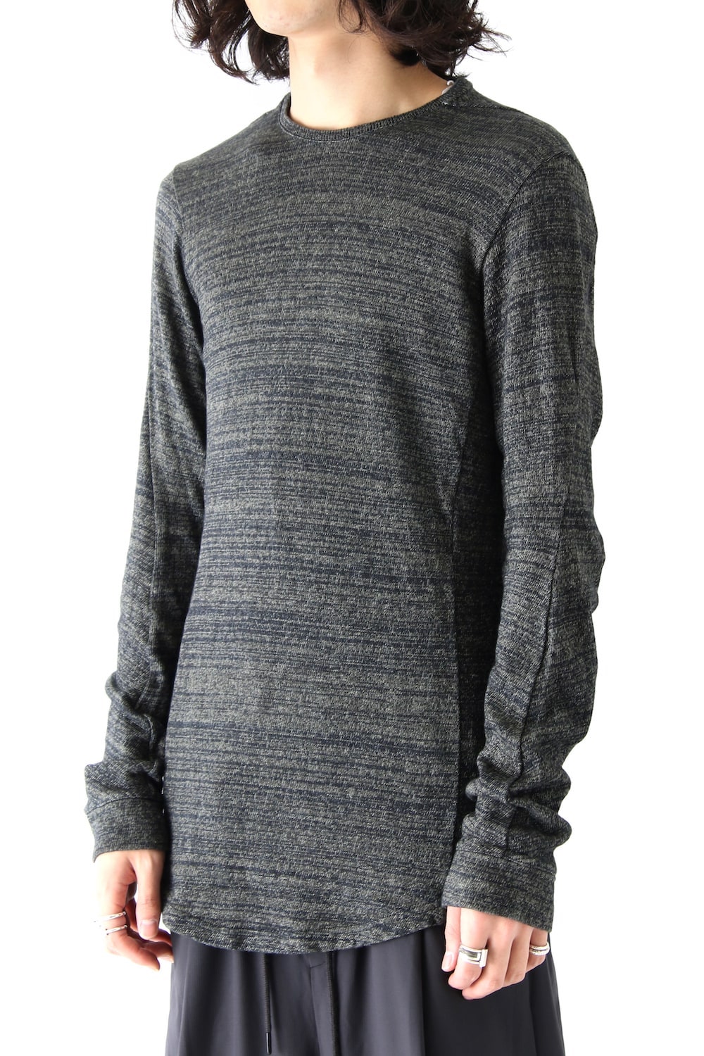 Long Sleeve Linen Cotton Jersey Khaki Gray